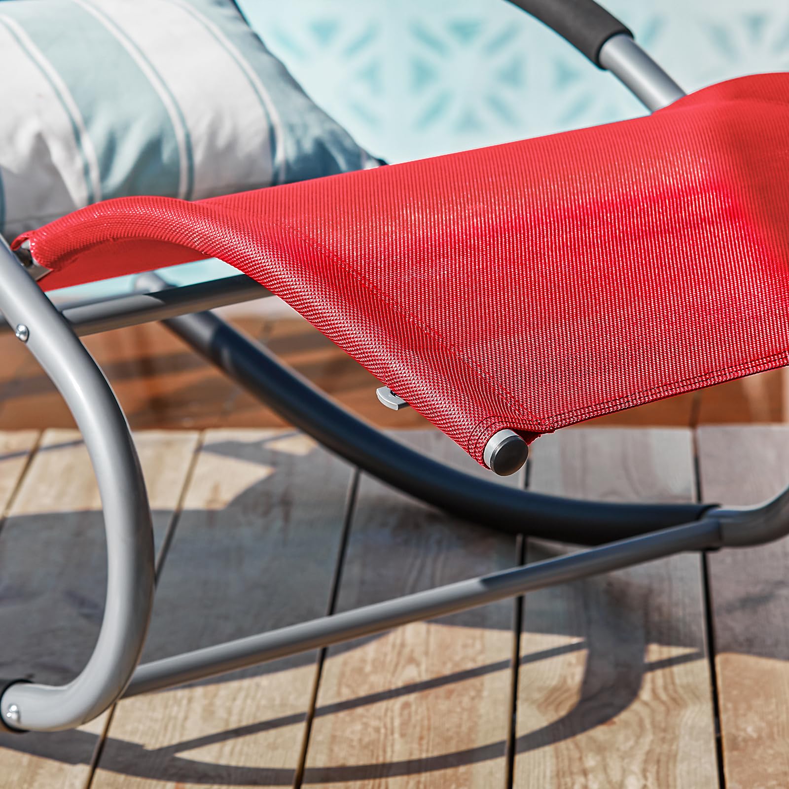 SoBuy Muebles de Jardin Mecedora Silla Tumbona de Exterior Reclinable y Ergonómica Resistente al Clima para Jardín, Terraza y Camping 150 kg de Carga OGS28-R