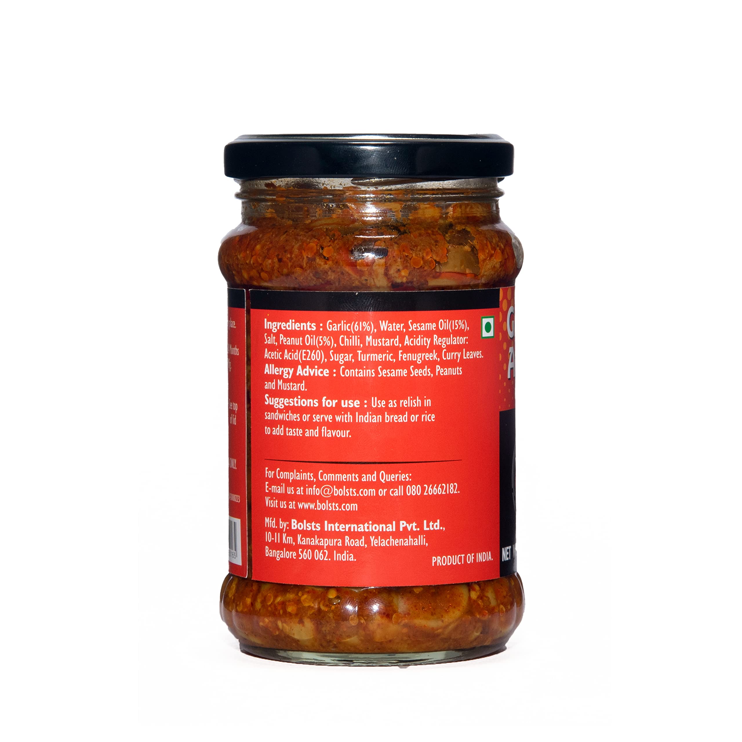Bolst's Garlic Achar | Authentic India Style Garlic Pickle | Traditional Indian Taste | Homemade Lahsun Achar | Tangy and Spicy | Fresh Garlic Cloves | Homemade Taste 100% Natural Ingredients | 280g 3