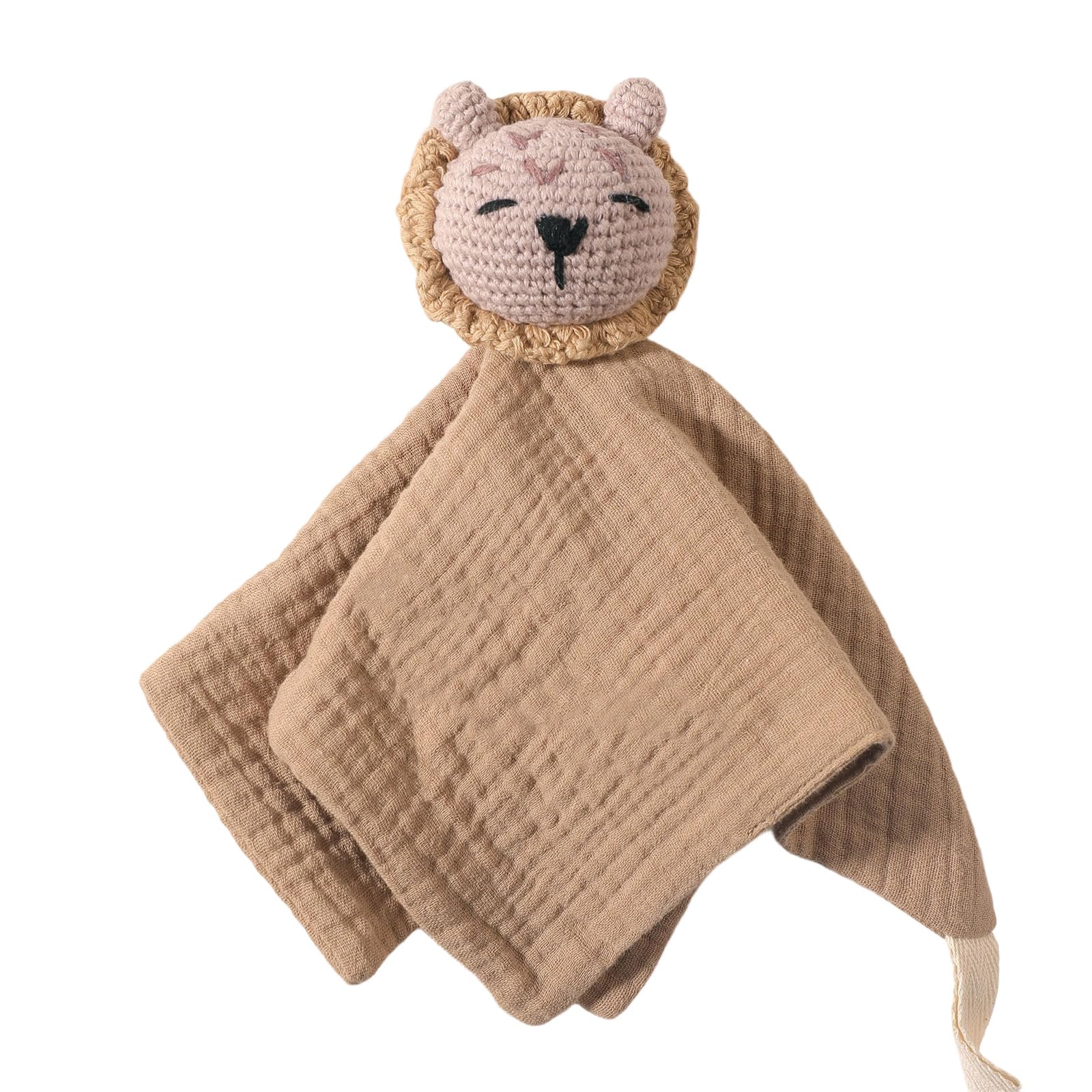 kokdid Cartoon Infant Security Blanket Cuddly Teething Toy Crochet Design Mood Appease Handkerchief for Newborns Care Drooling Soother