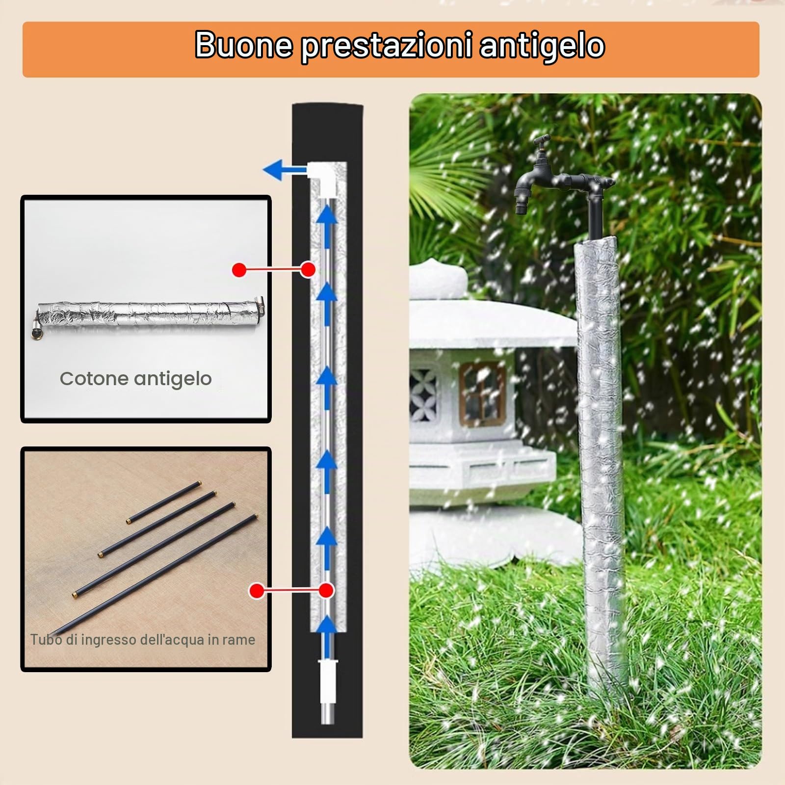 Fontaine de jardin en métal, fontaine d'eau de 40 cm avec robinet, parfaite pour l'irrigation et l'arrosage, décoration de jardin élégante, accent extérieur tranquille