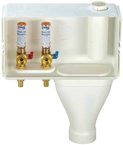 Miniatura 4 de Water-Tite 87355 - Caja de salida para lavadora de boca ancha de drenaje derecho, válvulas de latón de cuarto de vuelta, conexión CPVC de 1/2