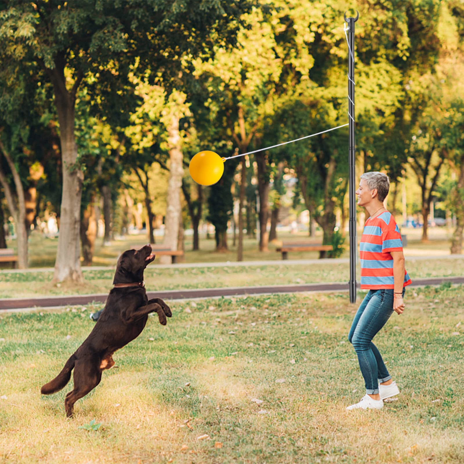 Dog Tetherball Toy Adjustable Tetherball Set With Pole & Ball - 110 Inch  Height, Portable For Kids & Dogs Tetherball Ball And Rope