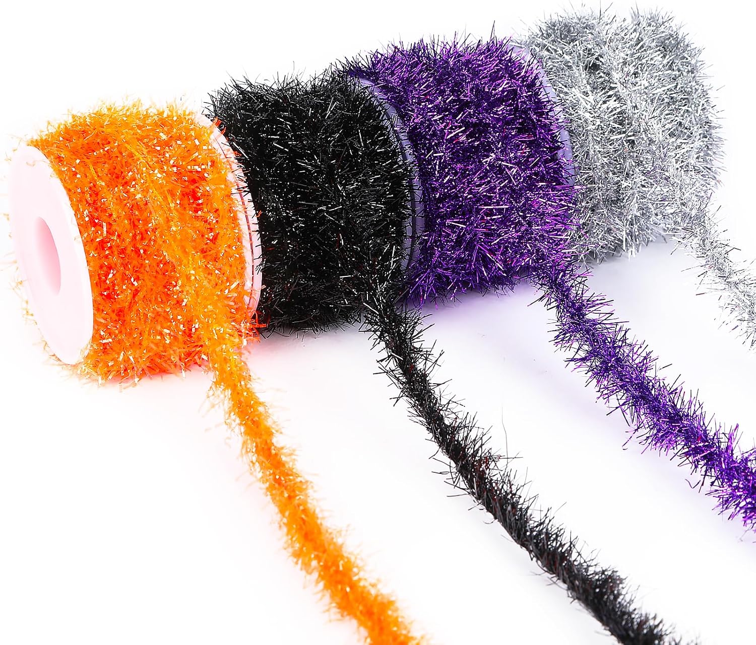 MARFOREVER 4 Rolls 65.7 FT Halloween Tinsel Ribbon Garland Party Decoration