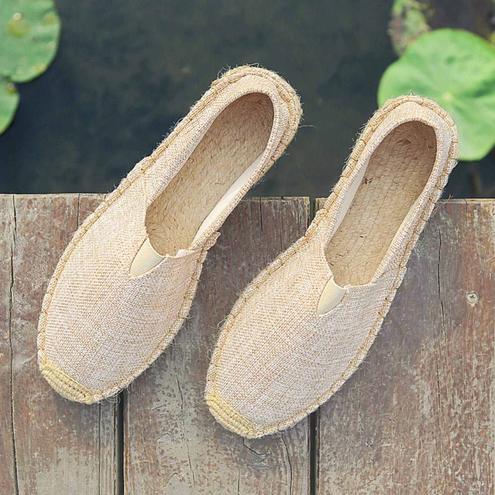 HANDGENÄHT LEINWAND ATMUNGSFÄHIG Outdoor Freizeit FISCHERSCHUHE(Hellbraun,45)