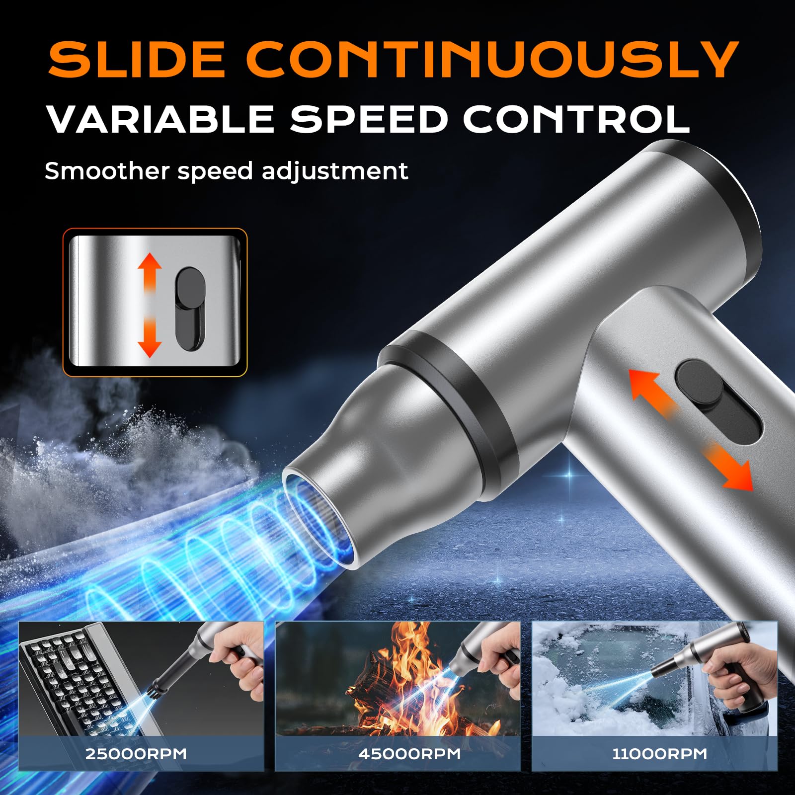 Soplador de Aire Sin Escobillas, Compressed Air Duster de 110.000 RPM con Control de Velocidad Infinito, Mini Soplador Aire Comprimido Electrónicos, Coche, Portátil, Teclado y Sofá.