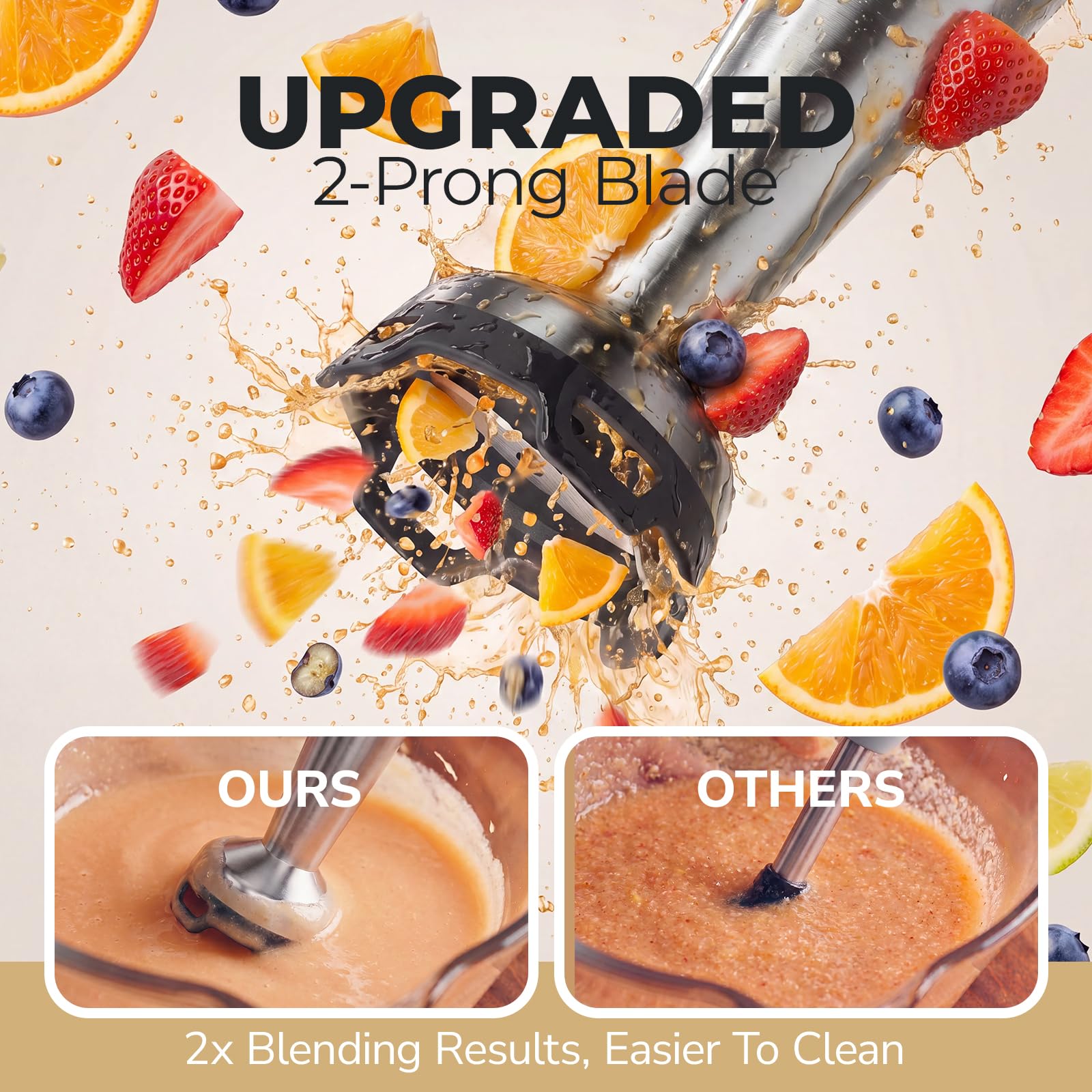 Turelar Mixer a immersione wireless con batteria ricaricabile, frullatore a immersione portatile con velocità regolabile, mixer a mano per mescolare frullati, frullati, zuppe, puree o alimenti per
