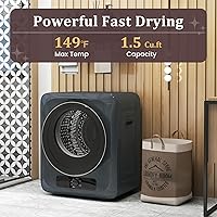 Vista 4 de Auertech Secadora de ropa portátil de 1.5 pies cúbicos, secadora eléctrica de carga frontal de 850 W con tambor de acero inoxidable, perilla