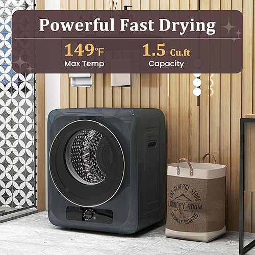 Vista 7 de Auertech Combo de lavadora y secadora portátil, lavadora de doble tina de 28 libras, secadora de ropa compacta de 1.5 pies cúbicos, lavadora