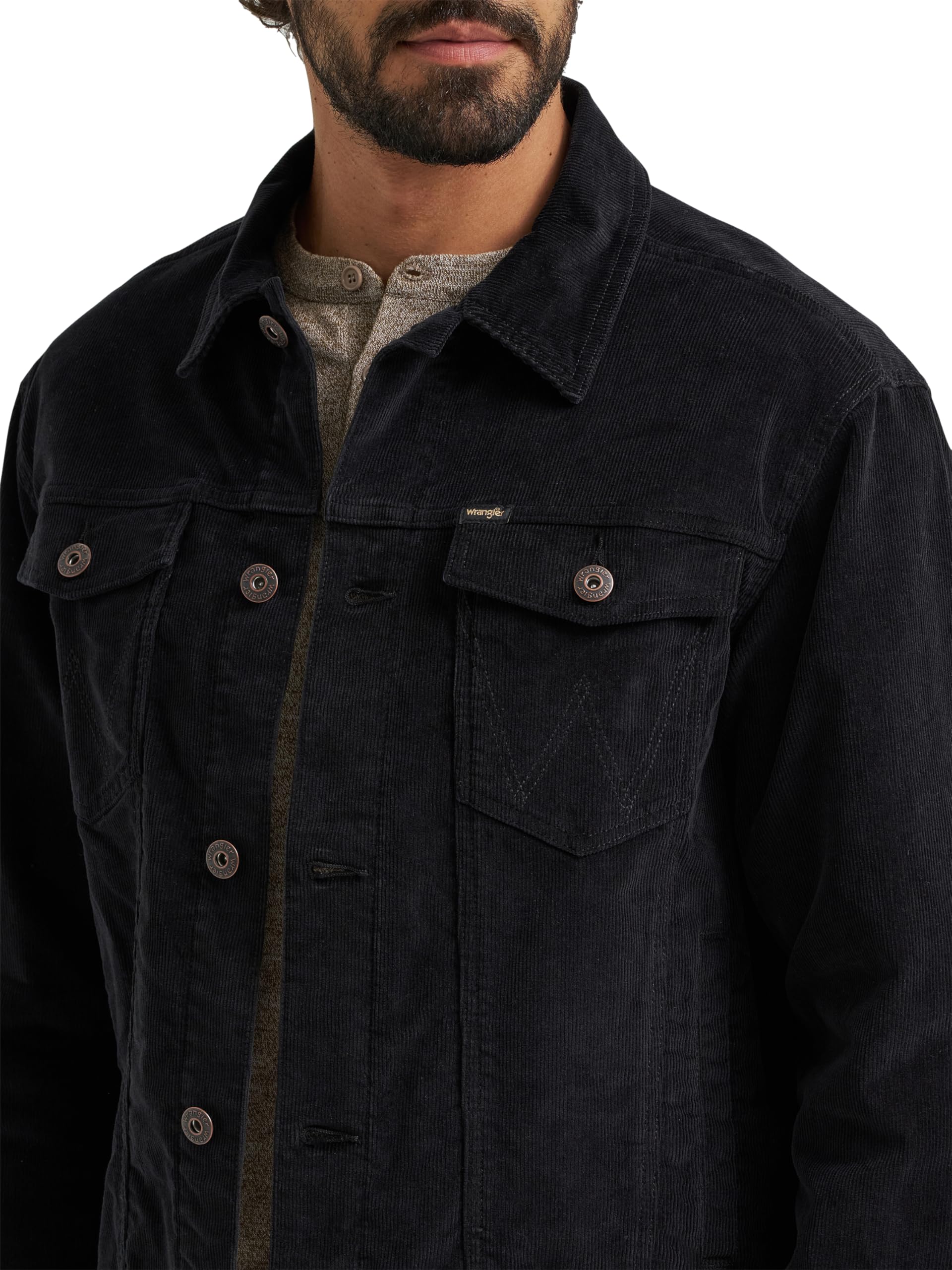 Wrangler Męska sztruksowa kurtka typu trucker Jet Black, L