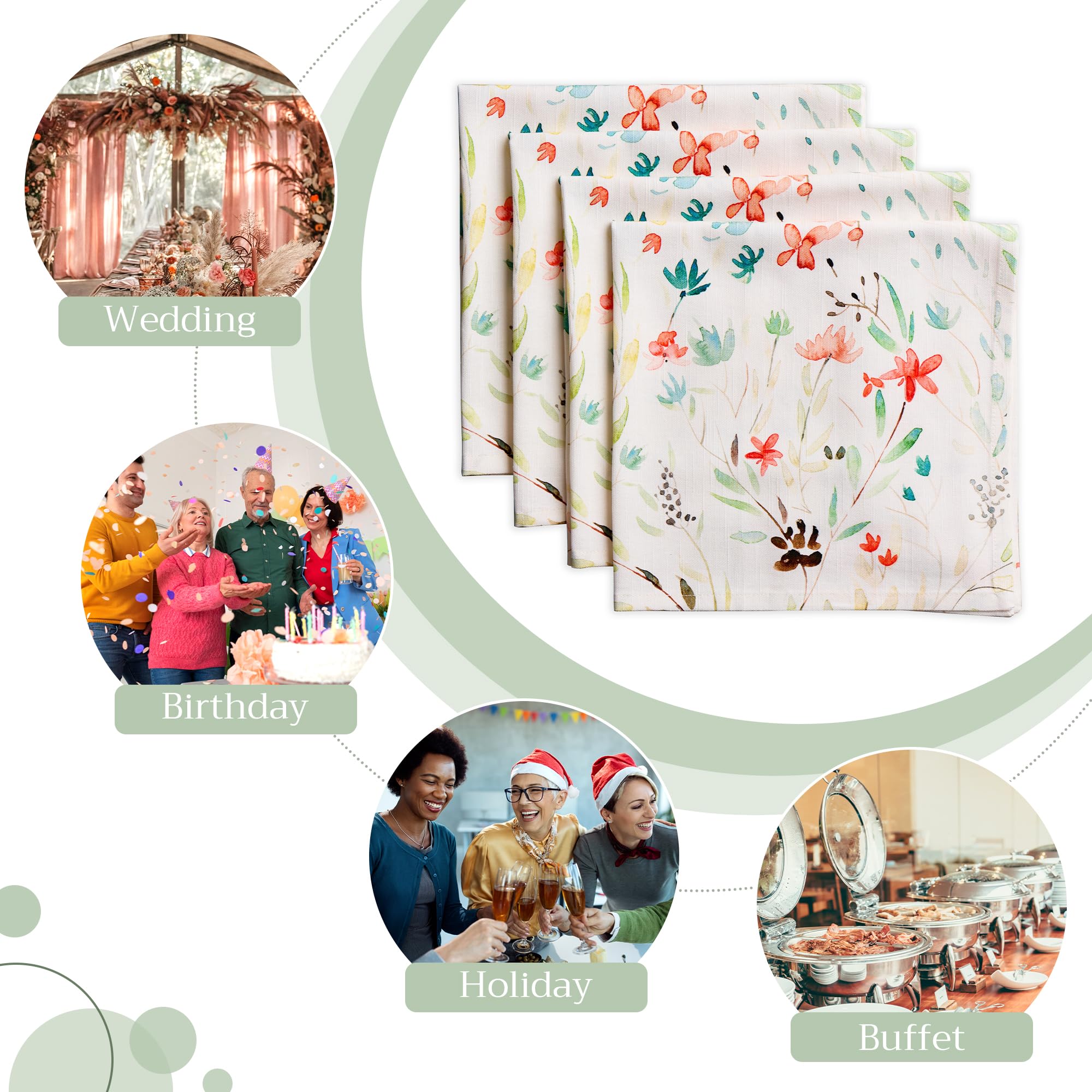 Servilletas De Tela 100% Algodón - Pack De 4 | 45x45 Cm | Lavables, Diseño Europeo | Para Cocina Y Eventos