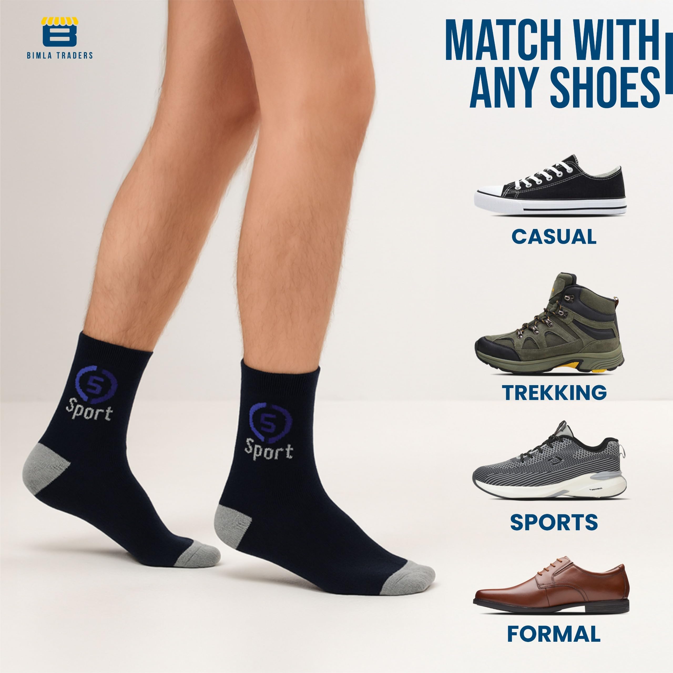 Btag Cotton Solid Ankle Socks for Men & Women | Made Up Of Pure Cotton Fabric | Soft, Breathable & Comfortable Socks for Sports, Gym, Running & Casual Use, Multicolor, Free Size (SK001_PO3) - Image 4 thumbnail