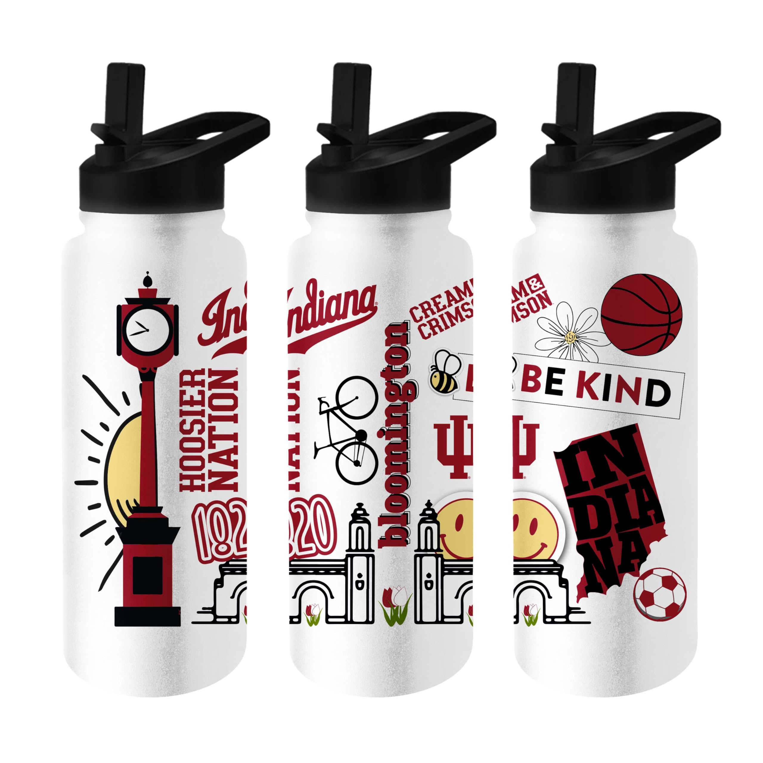 Logo Brands NCAA Native 34 oz Quencher Water Bottle - | Local Icons Design | Double-Wall Insulated| Leak-Proof Lid &amp; Built-In Straw
