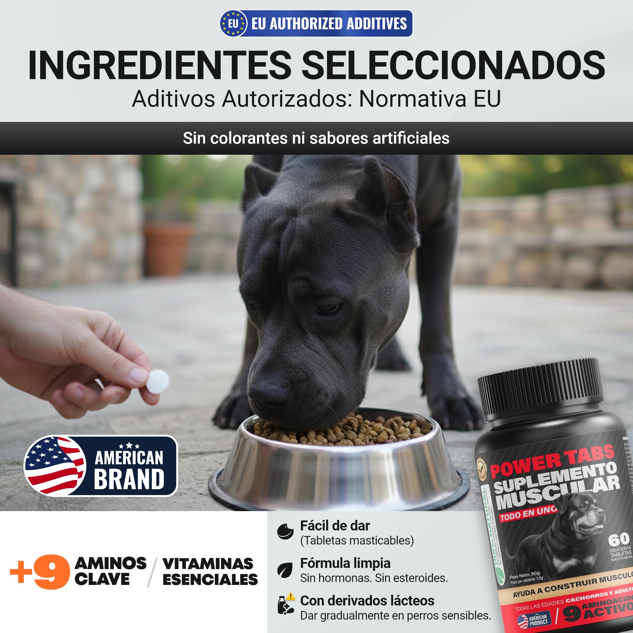 Power Tabs – Suplemento para Ganar Peso y Aumentar Masa Muscular en Perros | Tabletas Proteicas de Alto Rendimiento