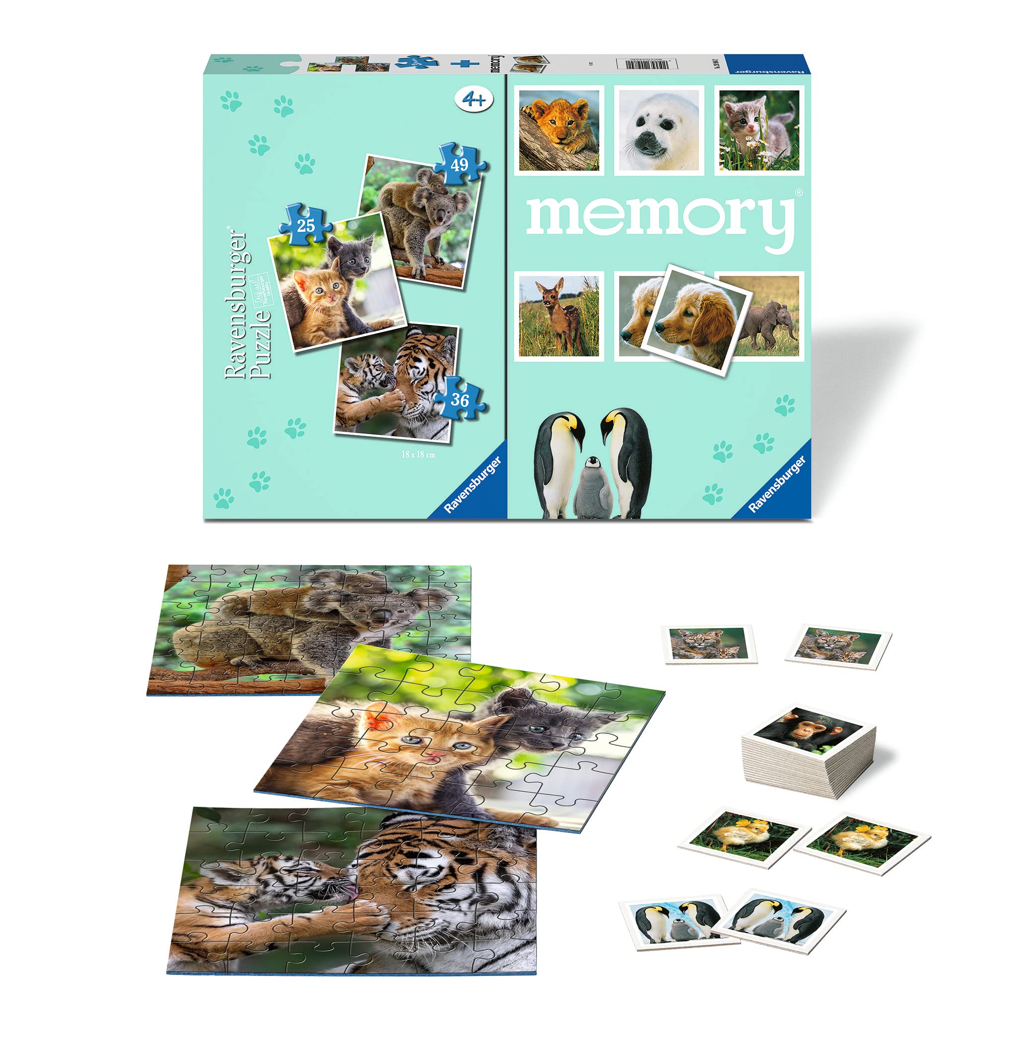 Ravensburger RVB20984 Multipack Memory + 3 Puzzle - Cuccioli