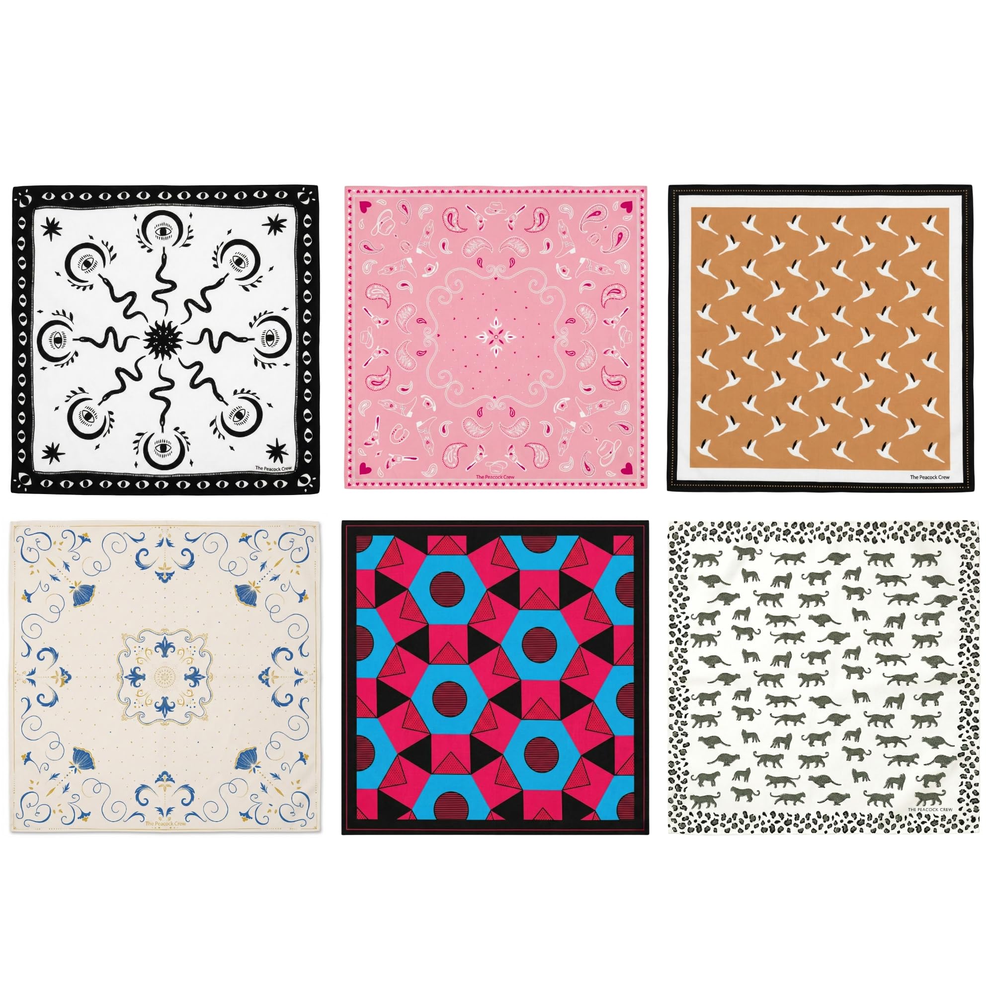 The Peacock Crew Premium Soft Cotton Bandanas Pack for Men and Women Paisley 22 x 22 inches