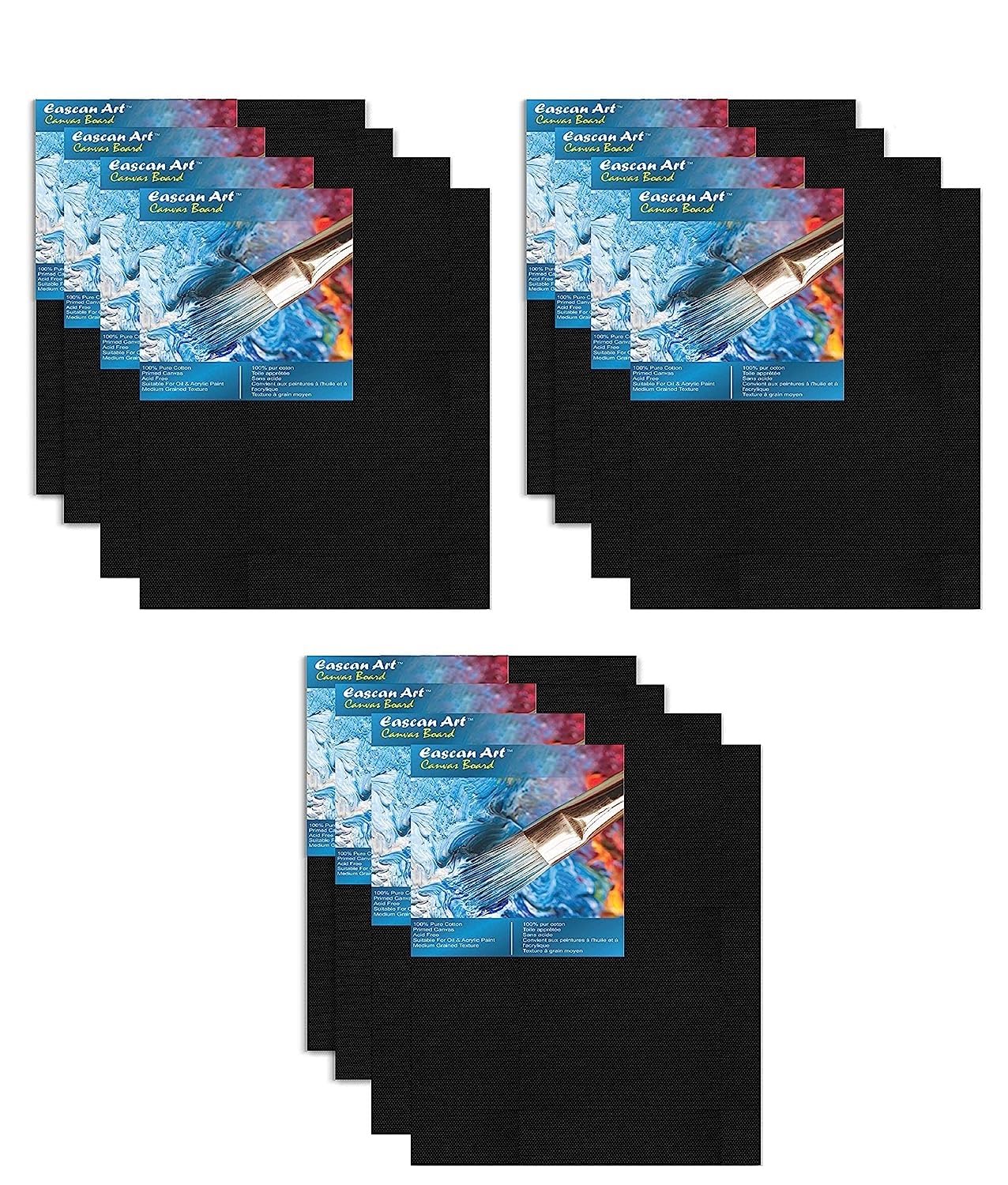 Eascan Art Painting Drawing and Sketch Accessories Artist's Medium Grain Board Canves Pack of 12(4" X 4")