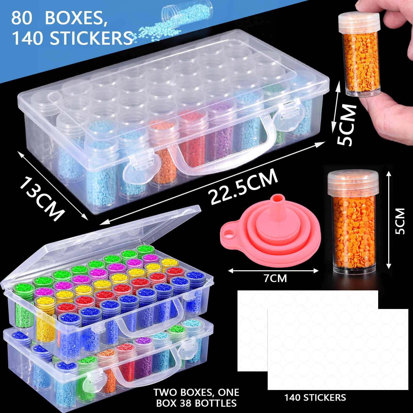 BYNYXI Diamond Painting Aufbewahrungsbox - 48 Fächer Für Perlen & Steine