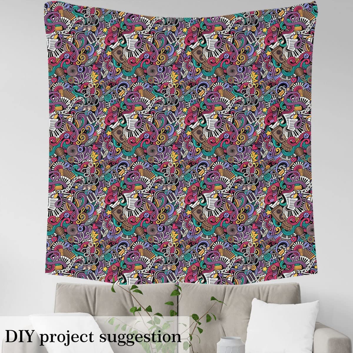 The Yard Rock Music - Tessuto per chitarra da esterno, tessuto decorativo per sedie, stile hip hop, per casa, progetti fai da te, lunghezza 920 x larghezza 150 cm, colorato