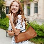HESHE Leather Purses for Women Shoulder Bag Designer Handbags Soft Hobo Purse Crossbody Bags Ladies Work Bag