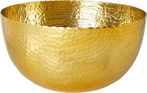 Grande 14" dorado martillado aluminio pétalo tazón, oro (A1379)