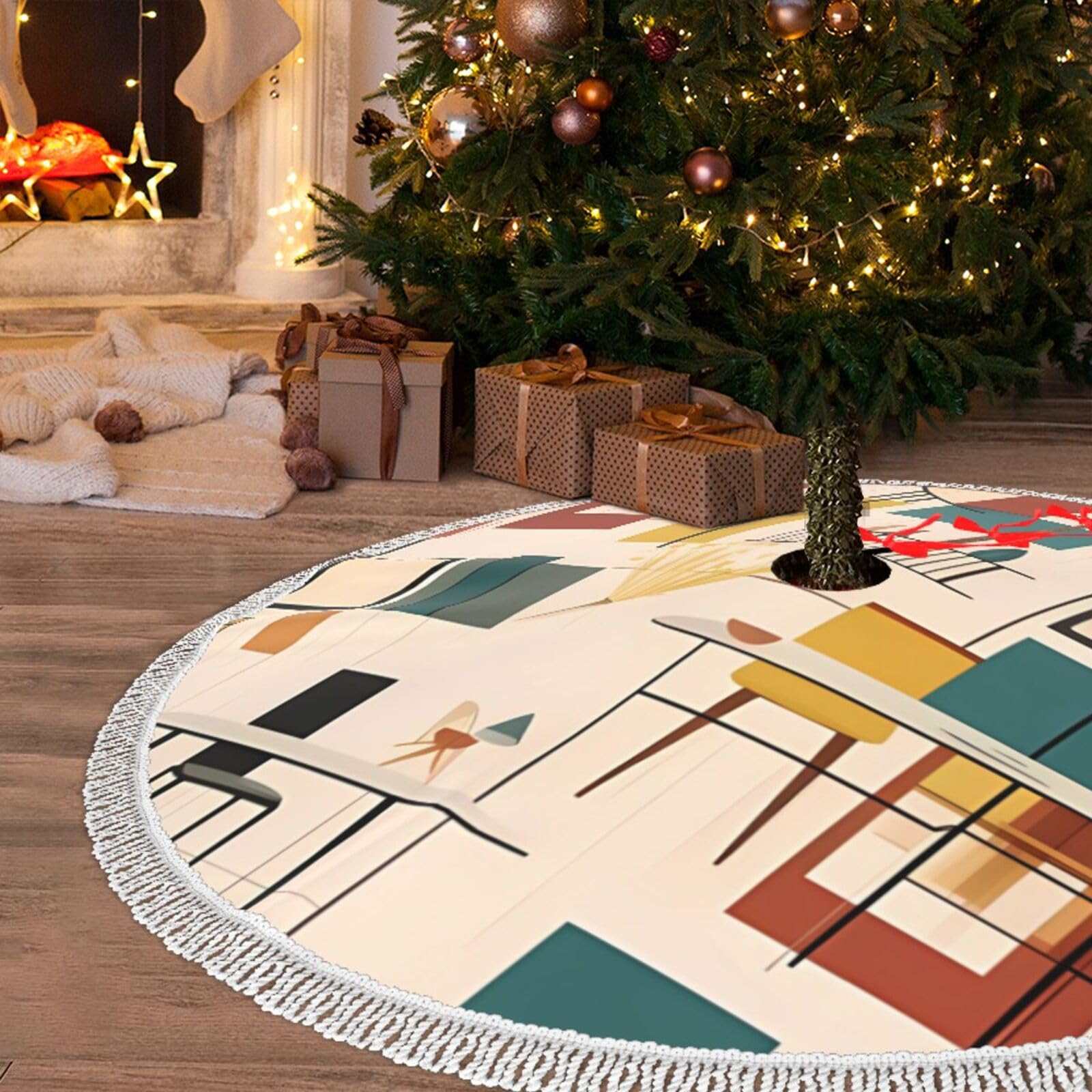 Tapis de sapin de Noël imperméable 121 cm pour déco de ferme