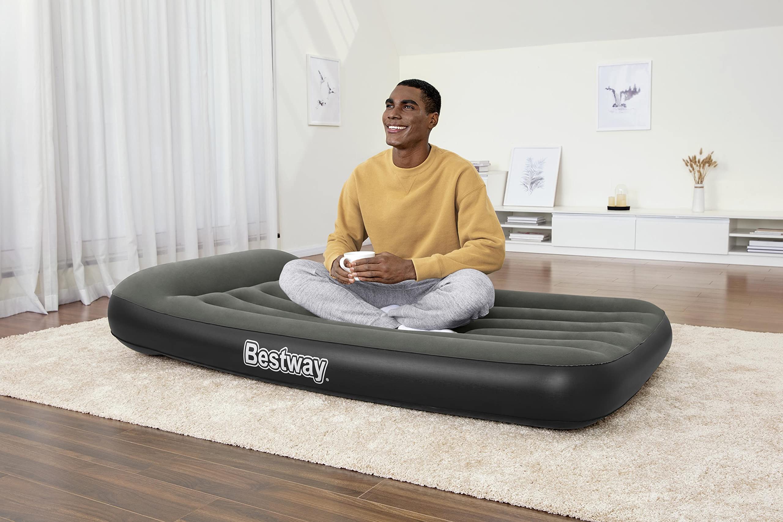 Bestway TriTech łóżko dmuchane ze zintegrowaną pompą akumulatorową Single XL/Lo 188 x 99 x 30 cm