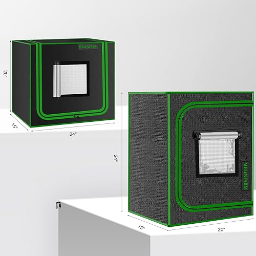 Miniatura 5 de MELONFARM Tienda de campaña de cultivo de 24 x 16 x 20 pulgadas, lona Mylar de diamante 600D altamente reflectante con ventana de observación y