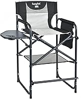 Vista 25 de SUNNYFEEL Silla de directores de camping, resistente, silla plegable portátil de gran tamaño con mesa auxiliar, bolsillo para playa, pesca, viaje