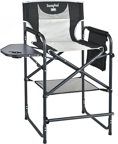 Miniatura 26 de SUNNYFEEL Silla de camping para directores con calefacción, silla plegable de alta resistencia para exteriores, portátil, de gran tamaño, con Azul