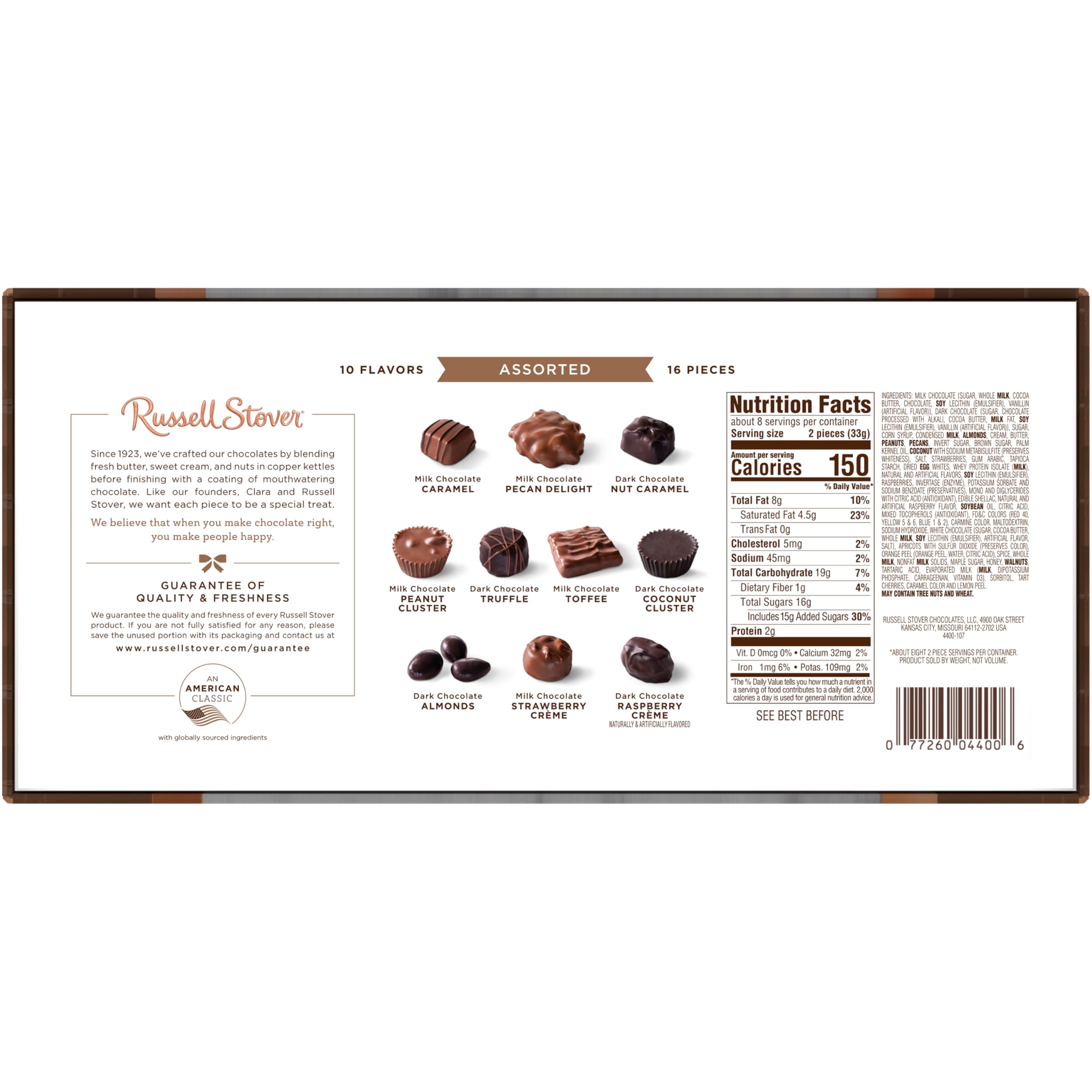 Russell Stover, Assorted Milk and Dark Chocolates, Chocolate Gift Box, 9.4 Ounce (17 Pieces)