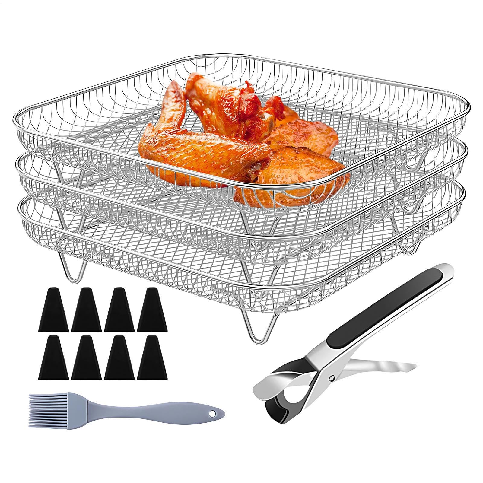 Grille de friteuse à air 20cm en acier inoxydable carré pour bacon et grillades