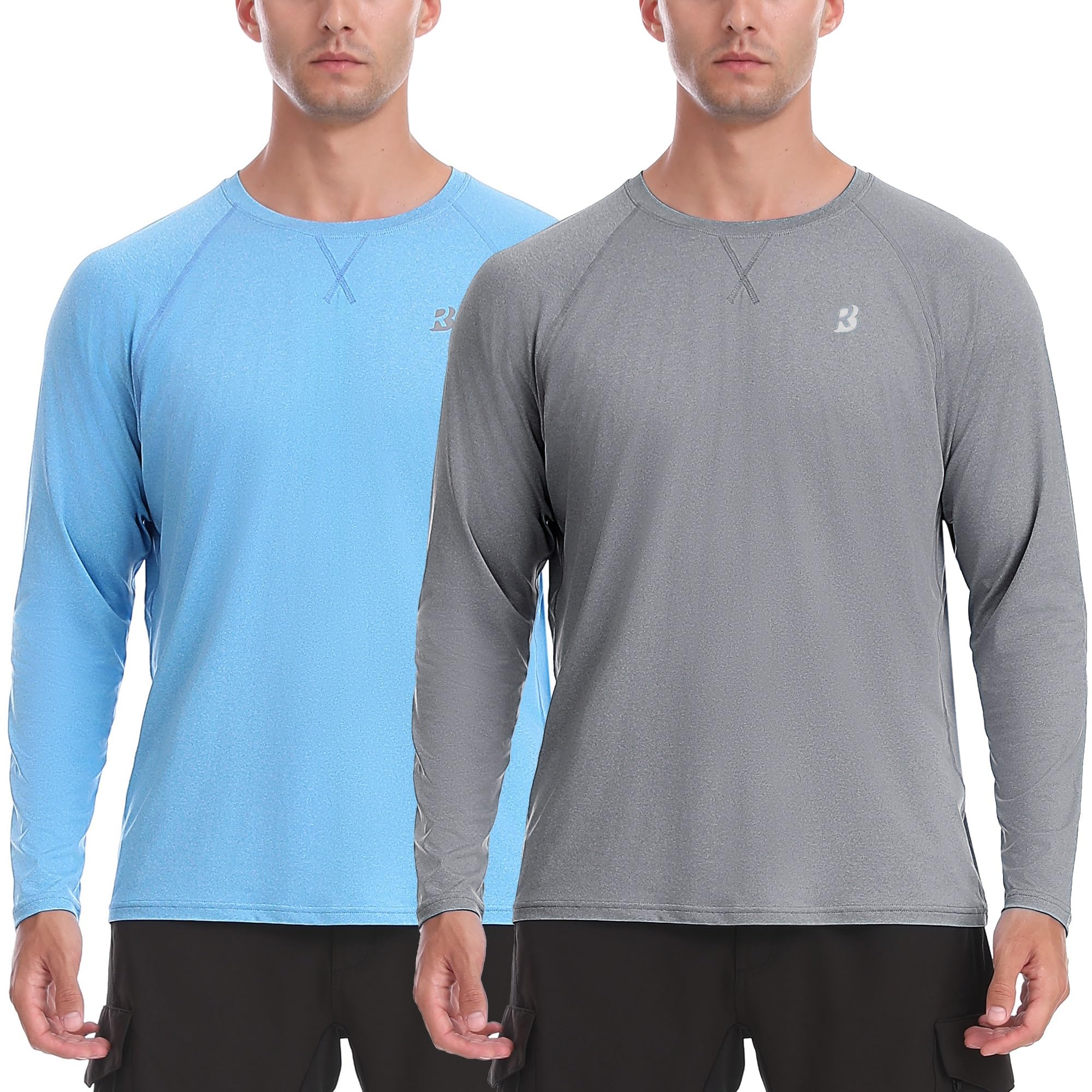 EoBeKee Men's UPF 50+ Rash Guard Long Sleeve, Lightweight UV Sun Protection SPF Water Shirts for Swim Fishing Hiking Beach
