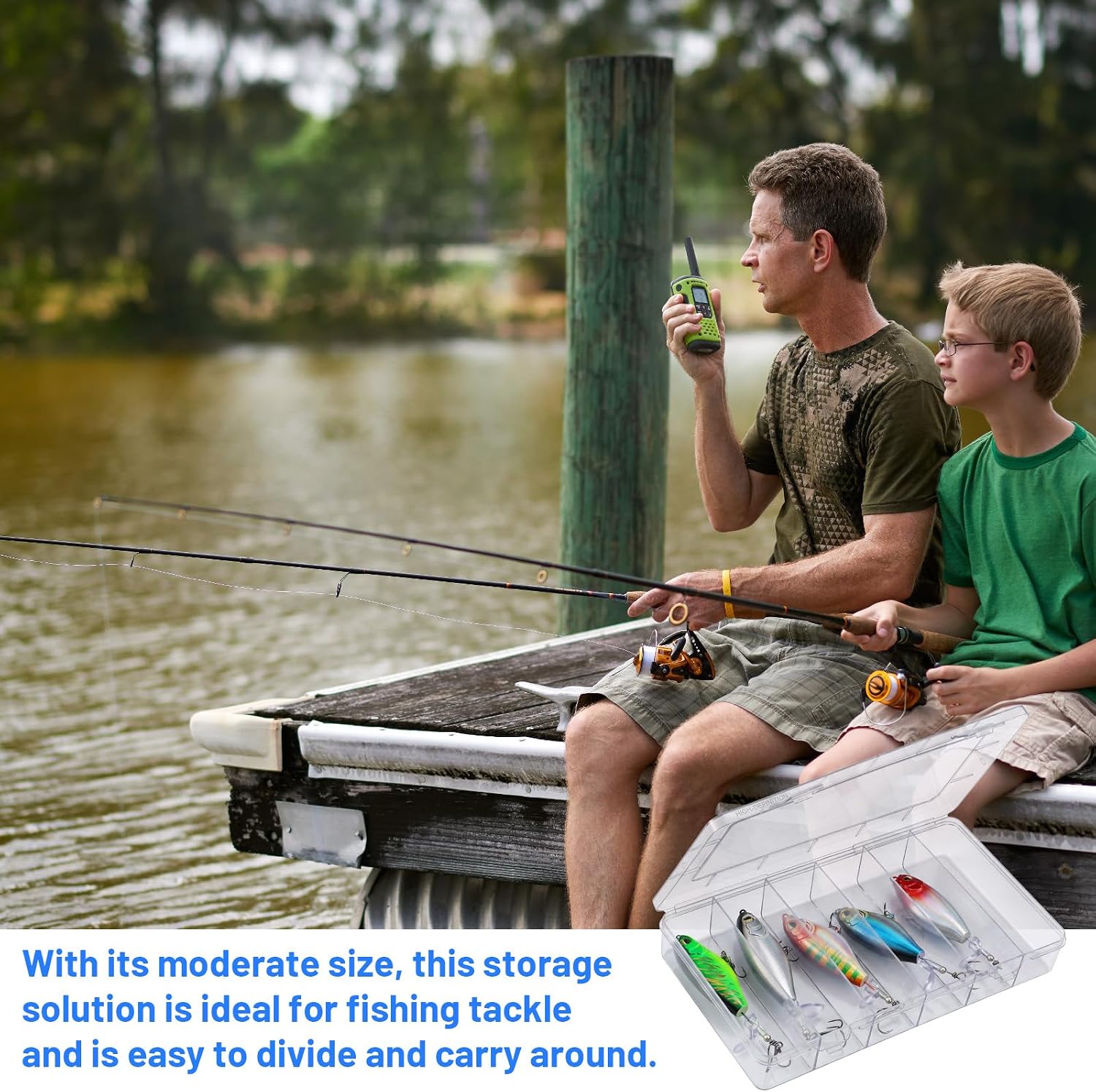 10-Pack 6-Grid Tackle Box Organizer, Plastic Storage Container for Fishing Lures, Jewelry, Crafts, Beads, Screws, Nails, Pins, Office Supplies - 8.2"L x 4.6"W x 1.4"H
