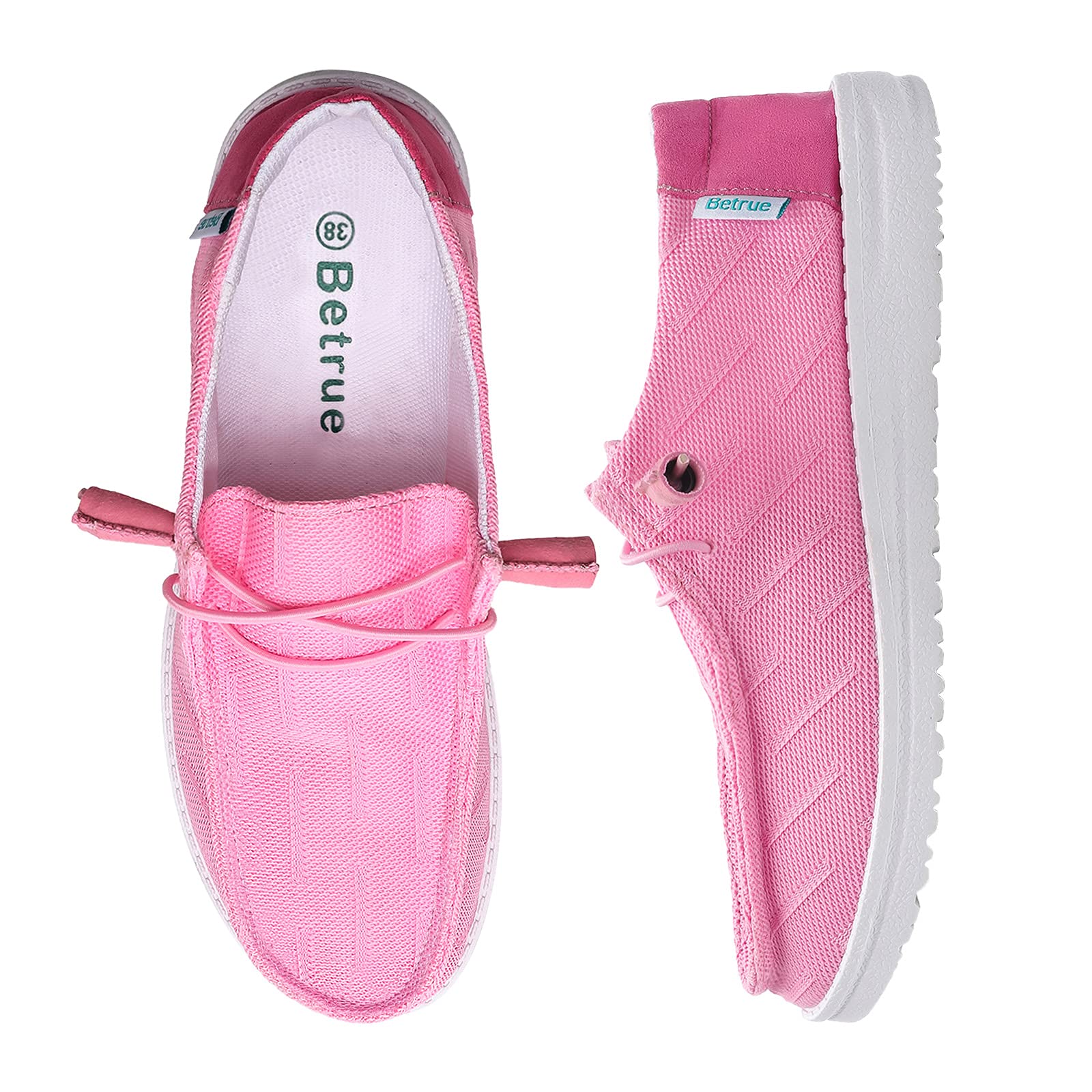 BetrueWomen's Lightweight Boat Shoes, Casual Loafers, Slip On Deck Shoes,  Breathable Canvas Sneakers