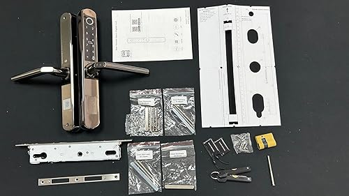 Miniatura 7 de Cerradura de puerta deslizante inteligente con huella digital, contraseña, tarjeta IC, llave mecánica y control de aplicación Tuya  Teclado, embutir