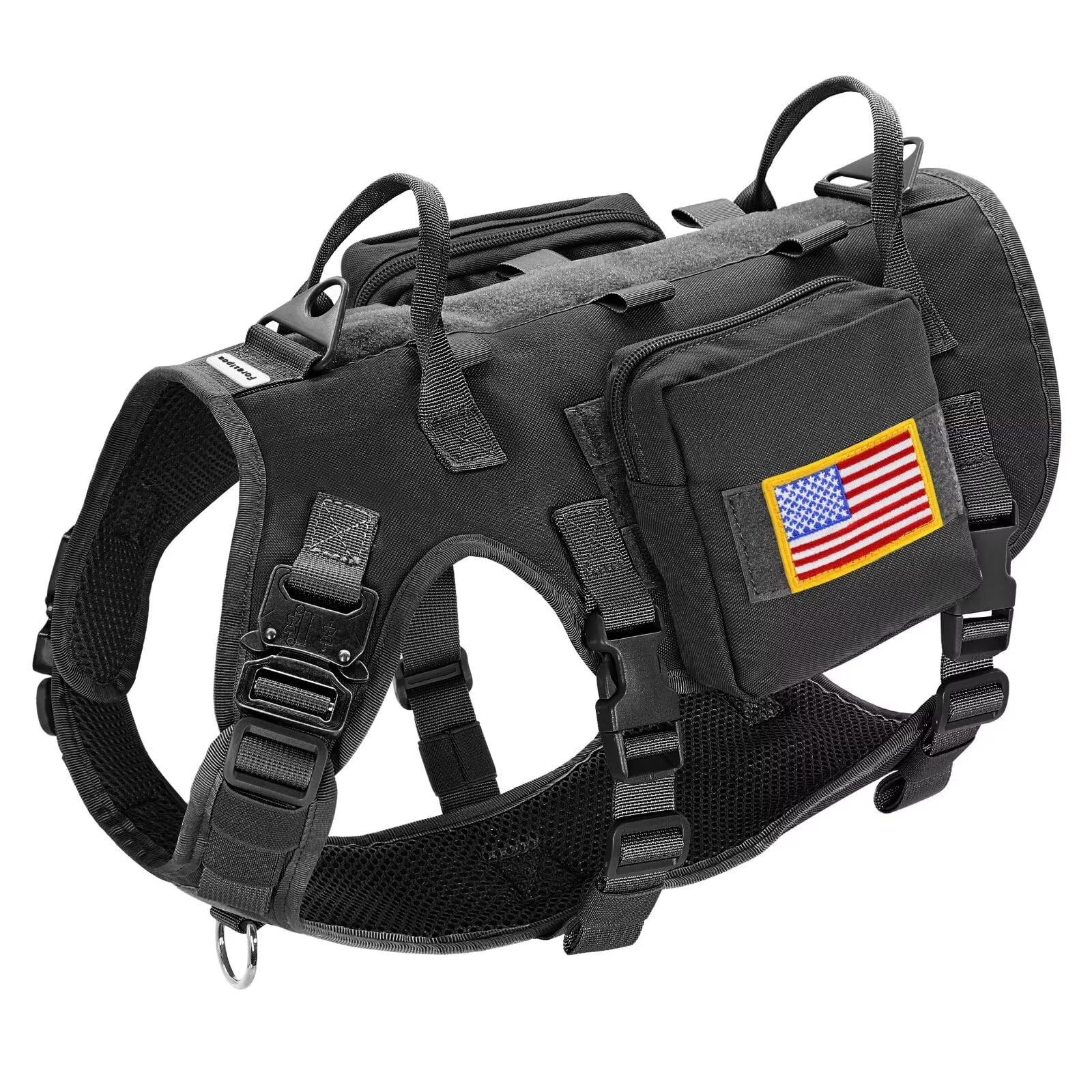 Sponsored Ad - Dog Harness Medium Sized,Tactical Dog Harness with Handle,No Pull Military Style Service Dog Vest with Pockets Adjustable for Medium Dogs,Black,Chest 21.5-45"