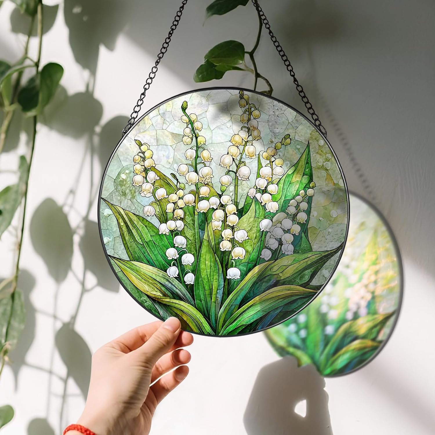 8'' Lily of the Valley Sun Catcher Ornament, Stained Glass Window Hanging, Suncatchers for Windows Hanging Ornaments, Window Decor | Flower Lover Gift, Mother's Day, Christmas, Birthday Gifts - Image 3