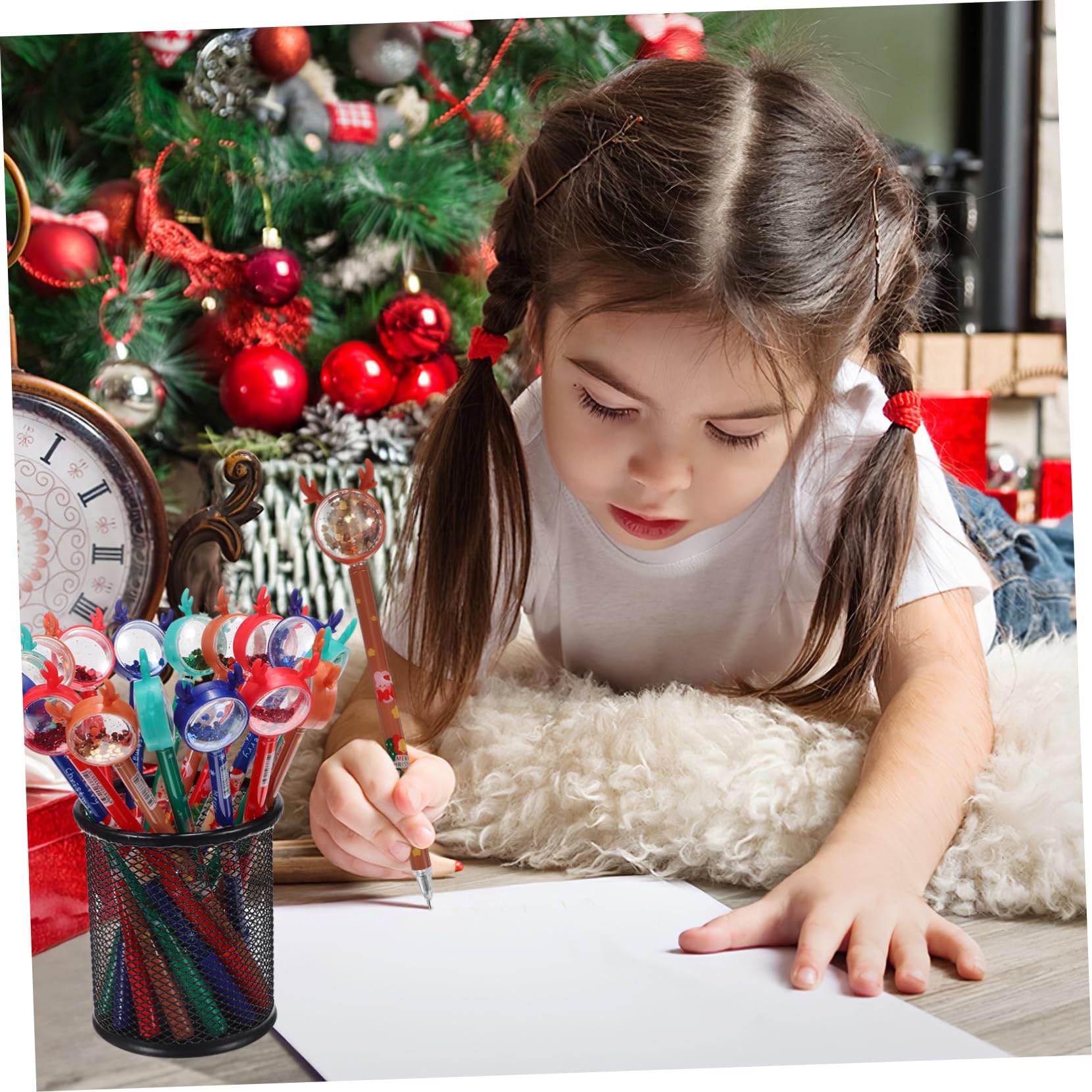 Toyvian 36pièces Lot de Stylos Gel à Paillettes Forme de Renne de Noël Stylos à Encre Pointe Fine pour Écriture Quotidienne Fournitures de Bureau