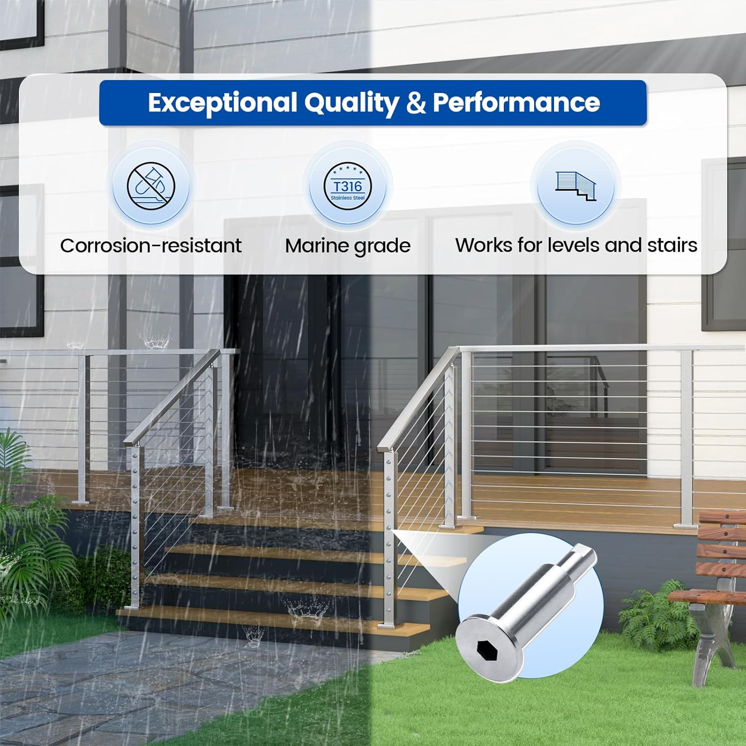 Muzata 10 Pack 1/8" Cable Railing Hardware CB40 Bundle 10 Pack Cable Railing Toggle Anchor Terminal CR07
