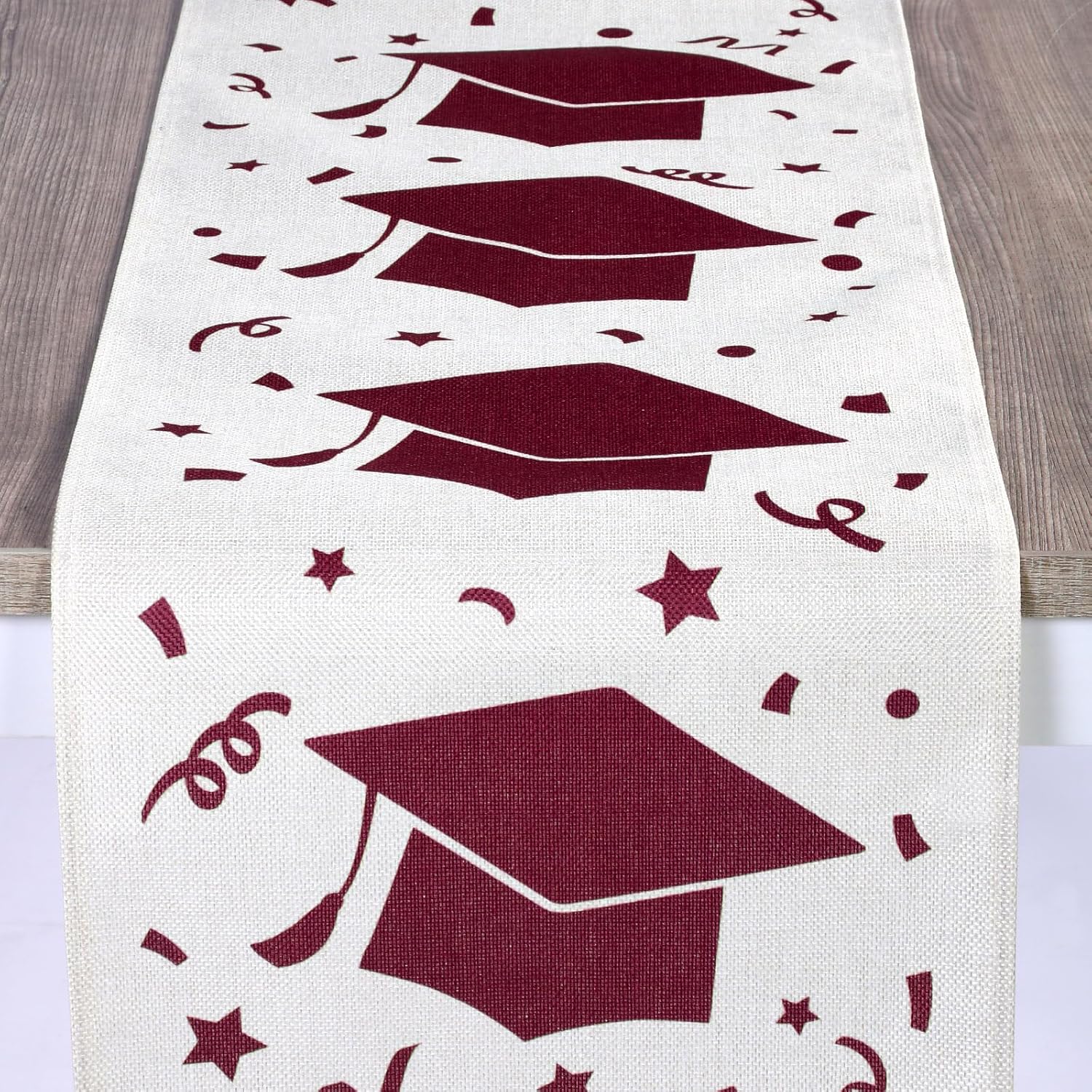 Amazon.com: Burlap Graduation Table Runner Long Dining Grad Cap Party ...