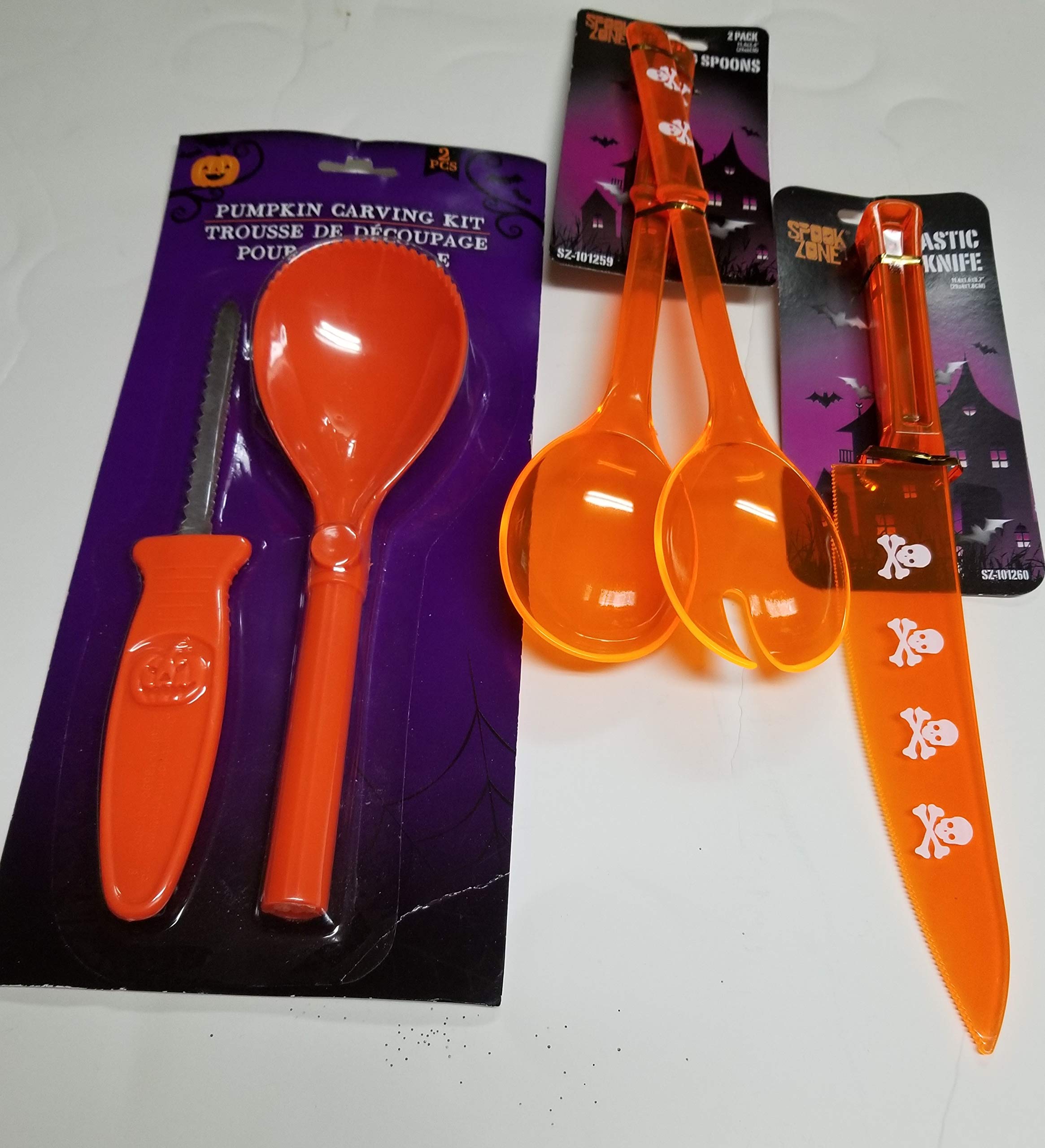 Pumpkin Carving Bundle Kit with 1 Serving Spoon 1 Knife 1 Spork 1 Small Saw 1 Scoop