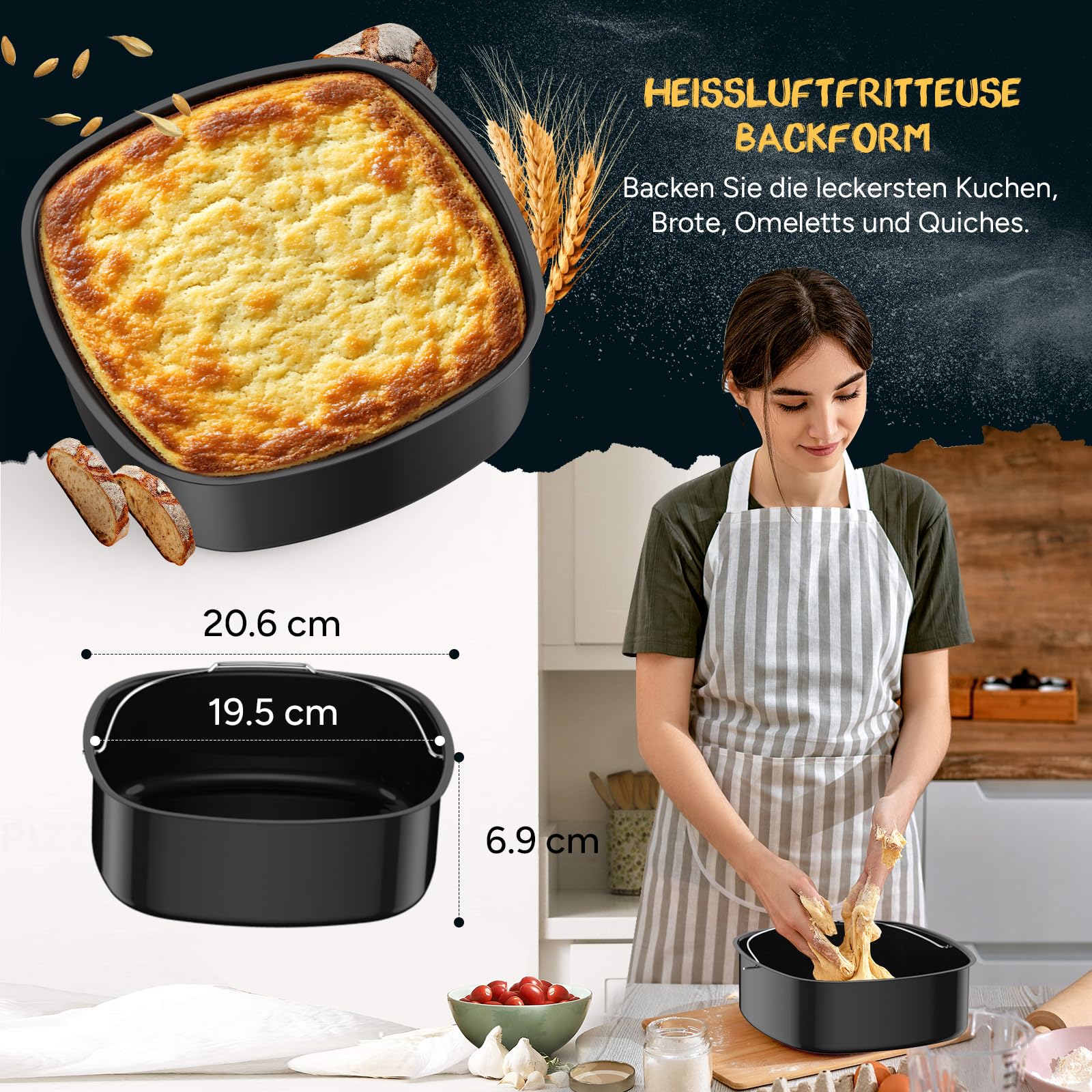 Airfryer zubehör, heißluftfritteuse zubehör mit airfryer backpapier, heissluftfritteuse zubehör passt für COSORI Philips Ninja Cecotec 5,5L 6L 6,2L 6,5L air Fryer, Einsatz für heissluft fritteuse