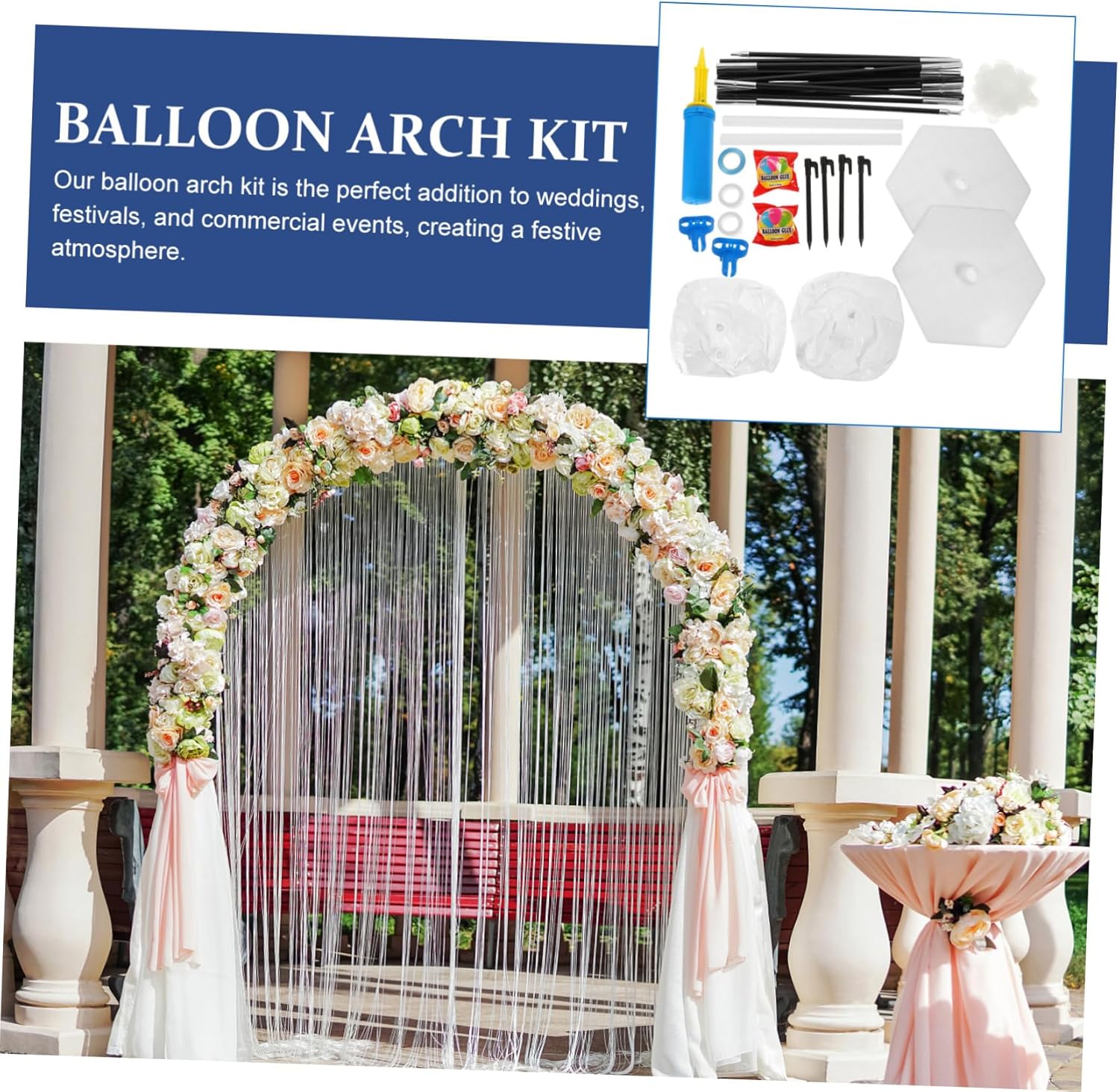 Diy Balloon Arch Kit 2.5m Circle Arch Frame Balloon Holder for Party Decorations Pump