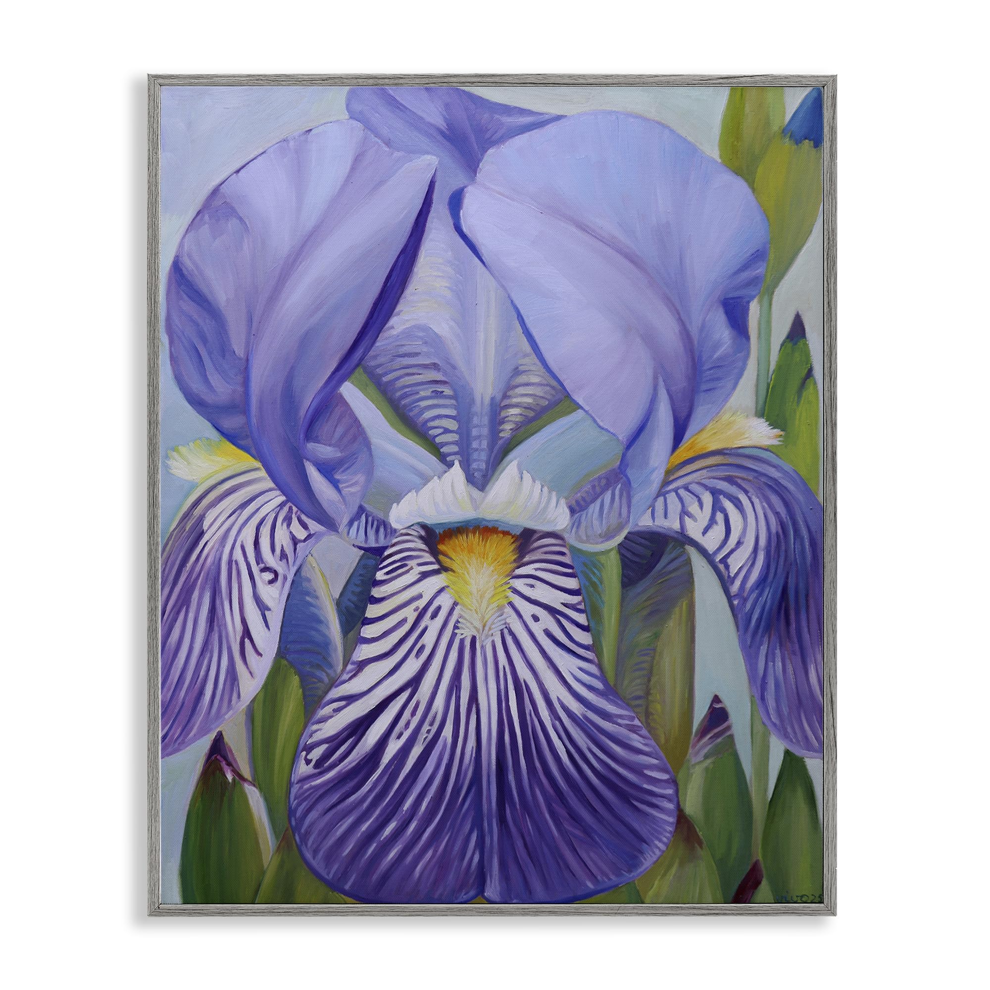 Stupell Industries Farmhouse Gray (Textured) 'Blooming Purple Iris Petals'| Framed Giclee Art
