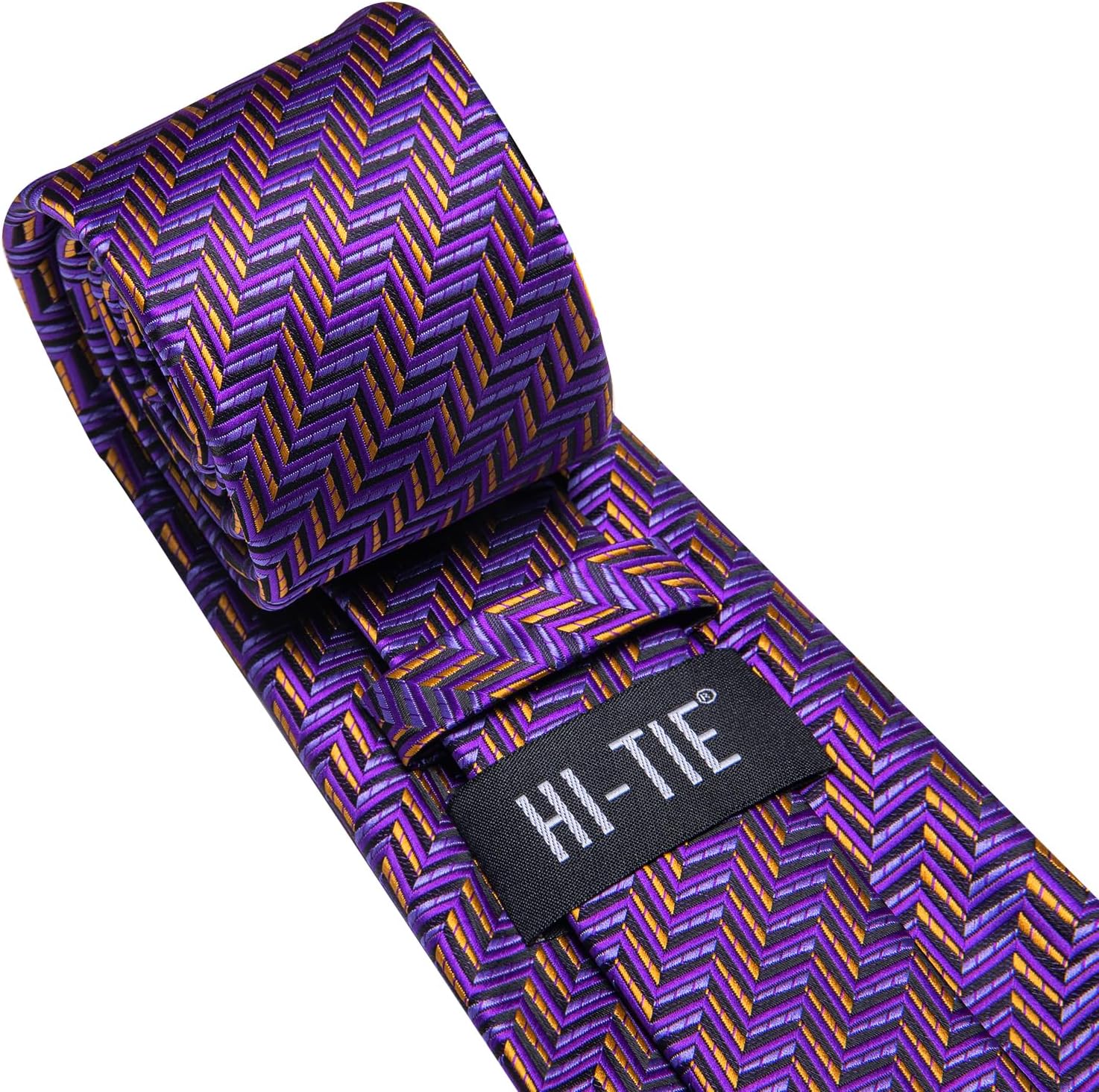 Hi-Tie Mens 70 inches Tie Set Extra Long Necktie With Cufflinks Handkerchief For Big and Tall Men Business Wedding - Image 4