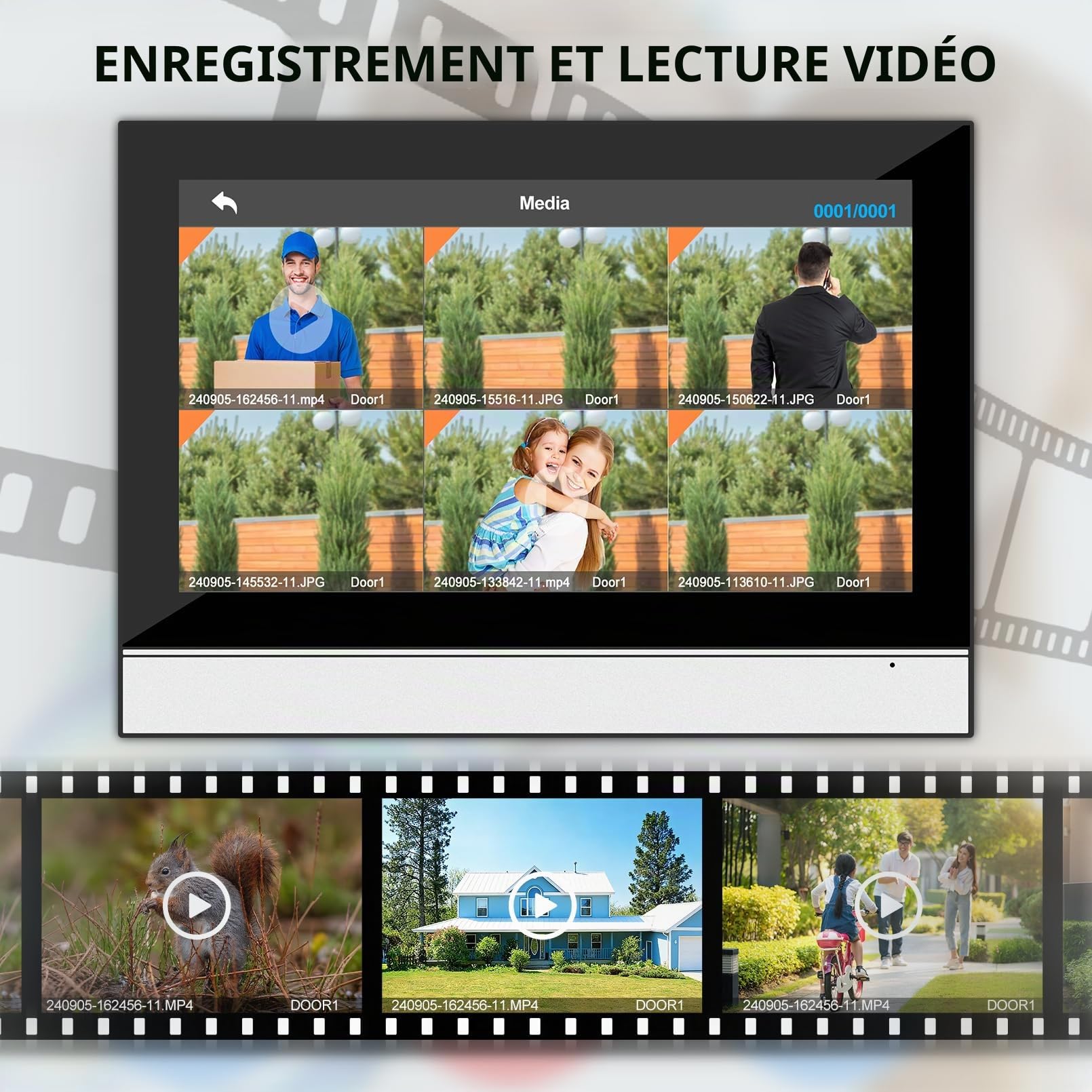 Interphone Vidéo WiFi Tuya 10 Pouces 1080P, Appareil Interphone Filaire 4 Fils avec Caméra Extérieure IP65, Écran Tactile, Déverrouillage par App/Carte, Détection de Mouvement