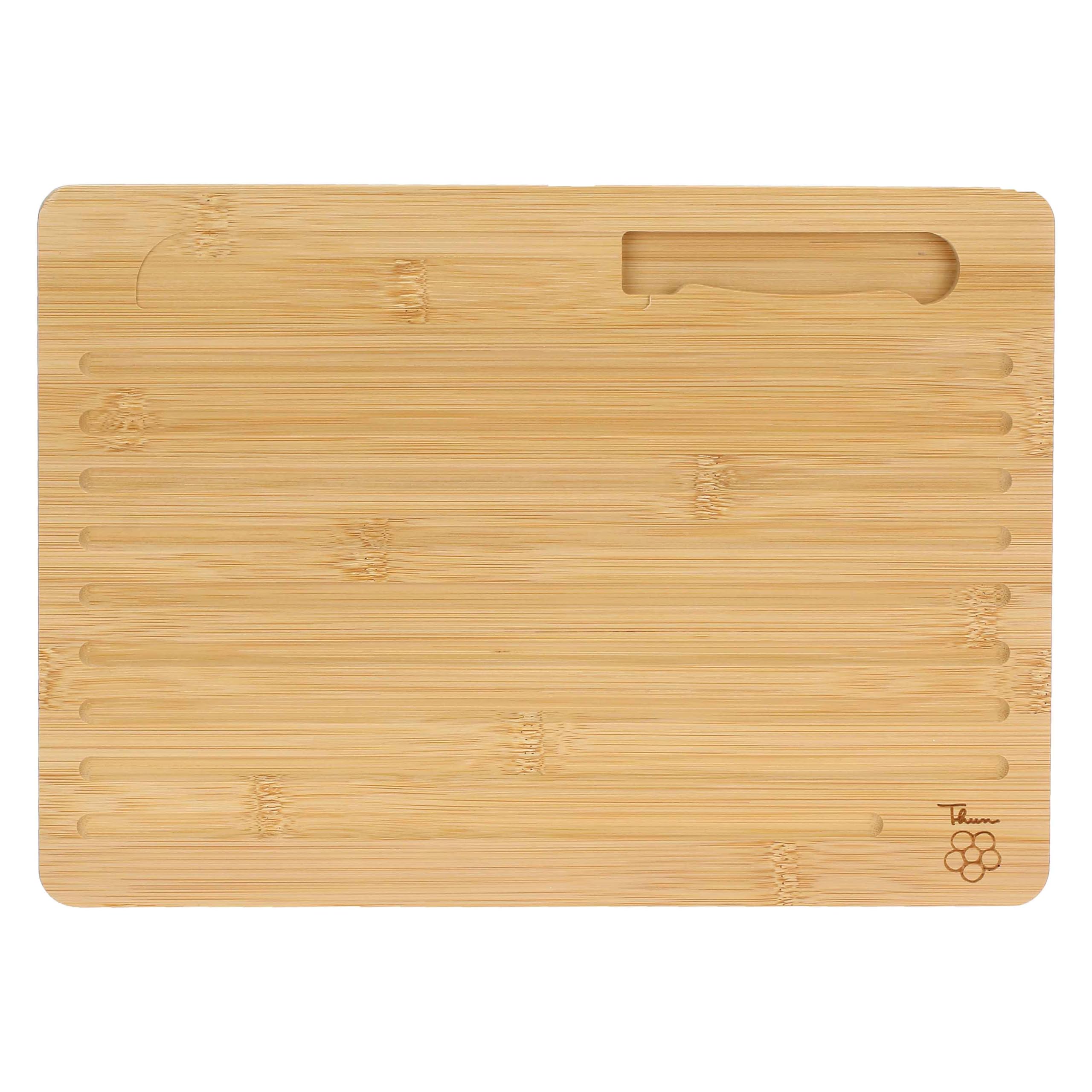 THUN, Set Tagliere con Sacchetto Porta Pane in Legno, Collezione Sorprese di Natale, Set per Casa e Cucina, Idea Regalo per Natale, Tagliere 35x25x1,5 cm, Portapane 20x18 cm