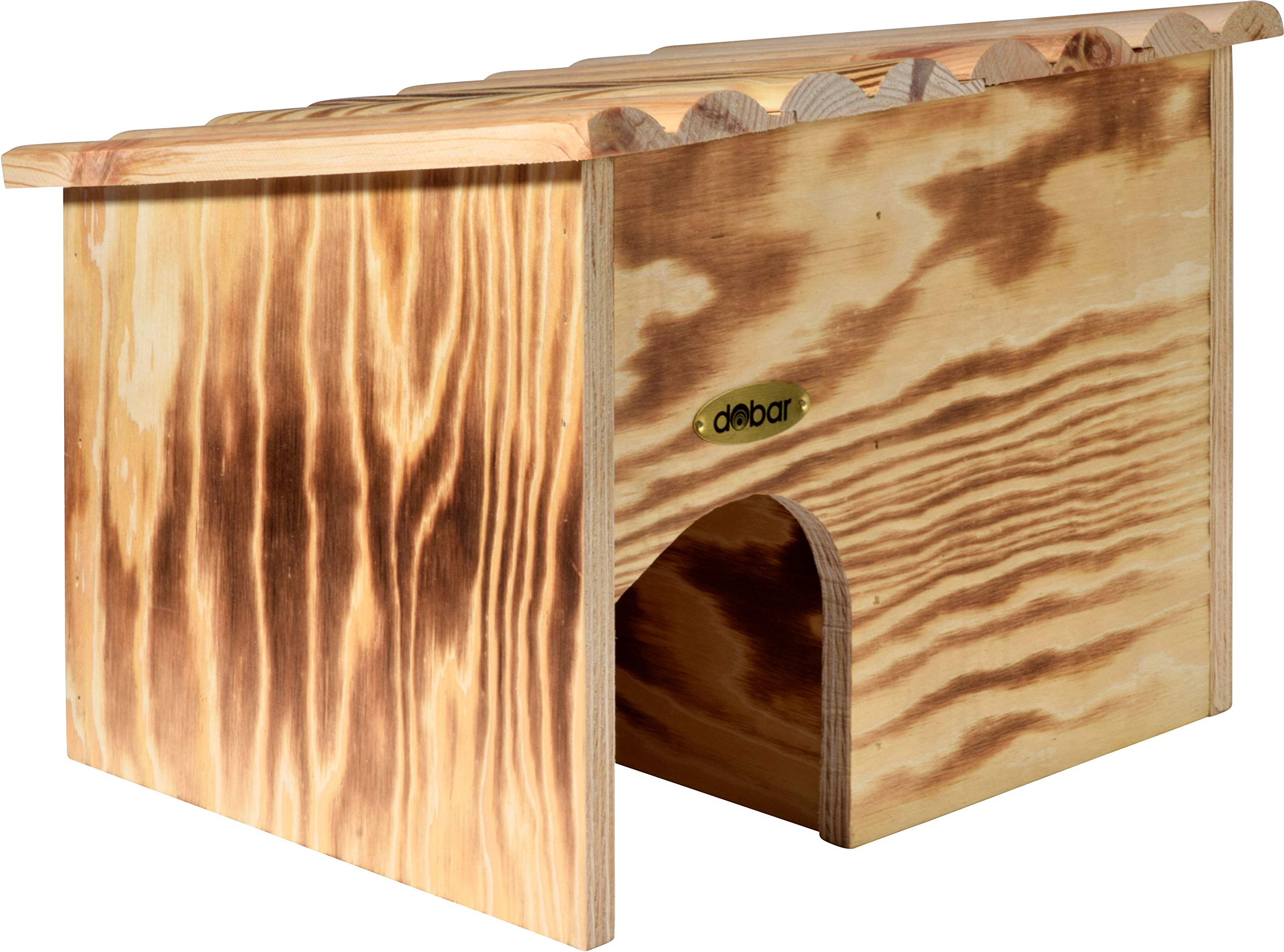 dobar® 22232FSCe - Casetta per ricci in legno massello – casetta per ricci per il giardino – cuccia per il riccio con serratura – hotel con protezione contro i nemici – 30,5 x 26,5 x 24 cm – fiammata