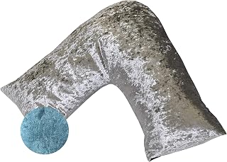 Lancashire Textiles Luxury Crushed Velvet V-Shaped Pillowcase – Soft, Lightweight & Glamorous Pillowcase for V-Shaped Support Pillow – Ideal For Pregnancy and Breastfeeding [Colour - Aqua]