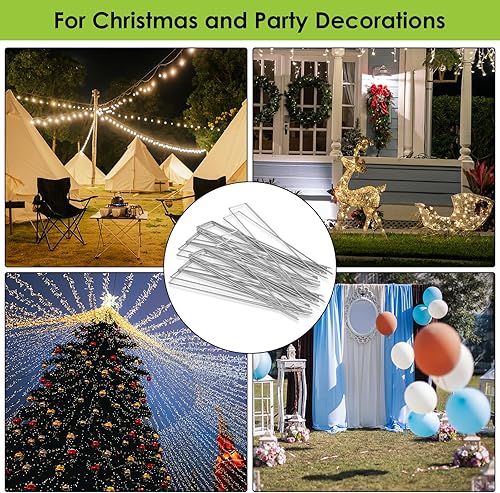 Miniatura 7 de CEWOR Paquete de 150 grapas de paisaje, estacas de calibre 11 de 6 pulgadas, estacas de jardín galvanizadas, grapas de paisajismo y pasadores SOD,